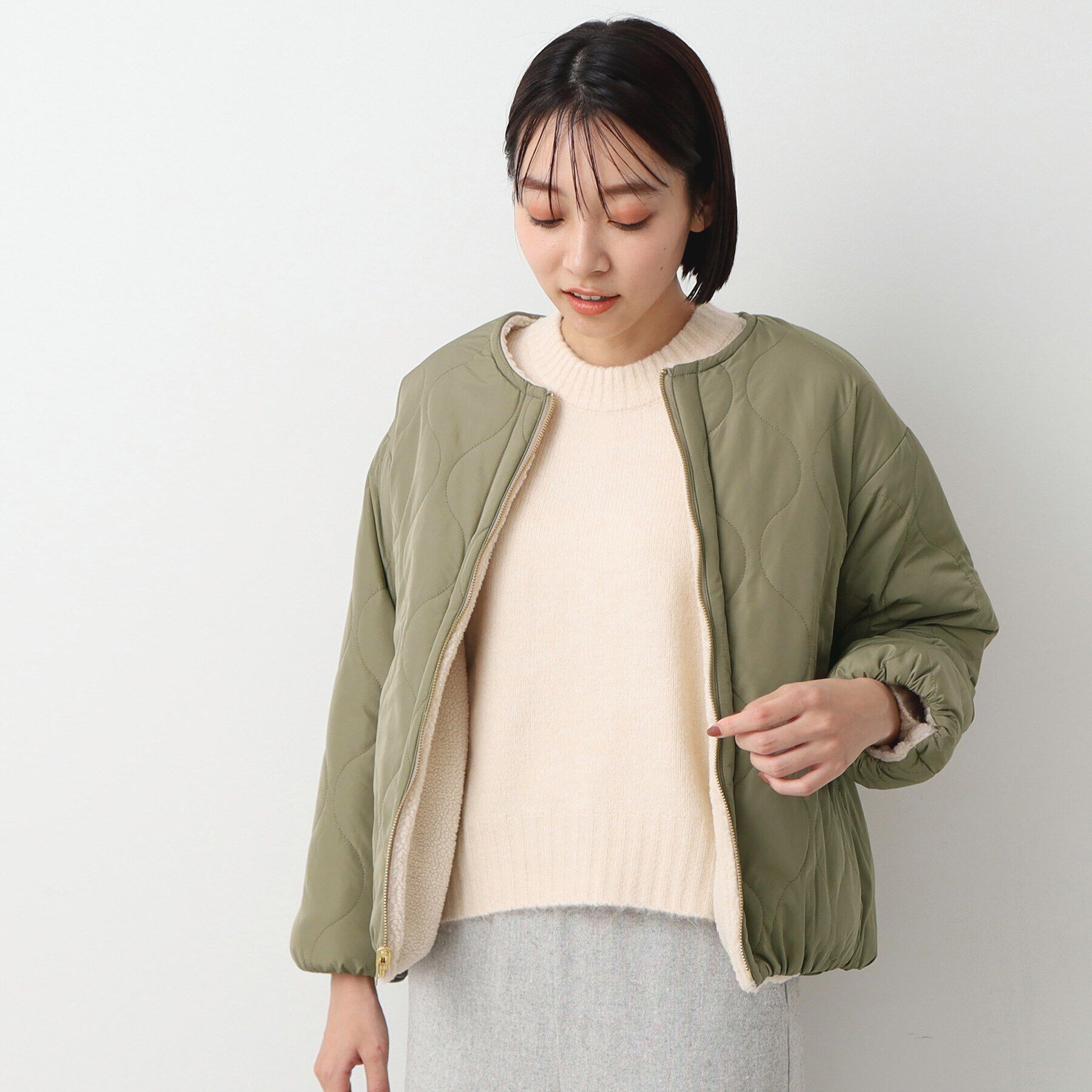 Dessin「【リバーシブル】ボア&times;キルトブルゾン」|テーラードジャケット|