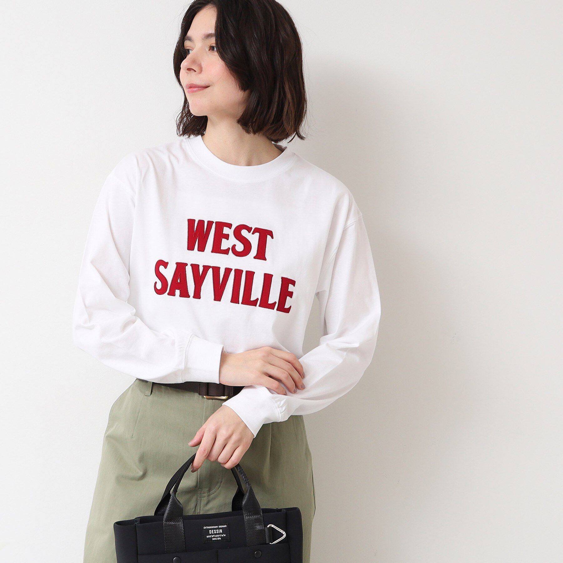 Dessin「【ユニセックス・洗える】ロングスリーブロゴTシャツ」|Tシャツ・カットソー|ホワイト(002)