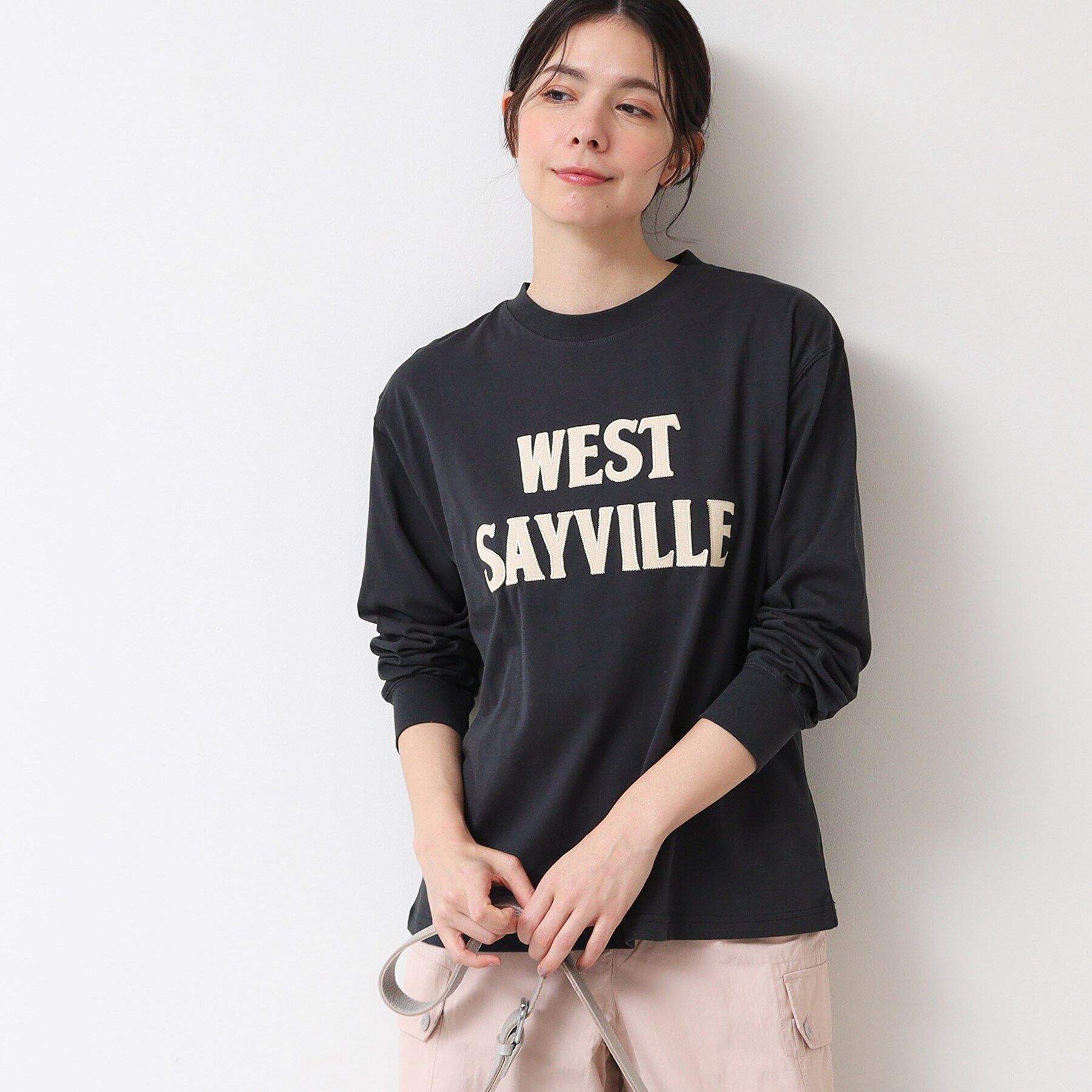 Dessin「【ユニセックス・洗える】ロングスリーブロゴTシャツ」|Tシャツ・カットソー|ネイビー(094)