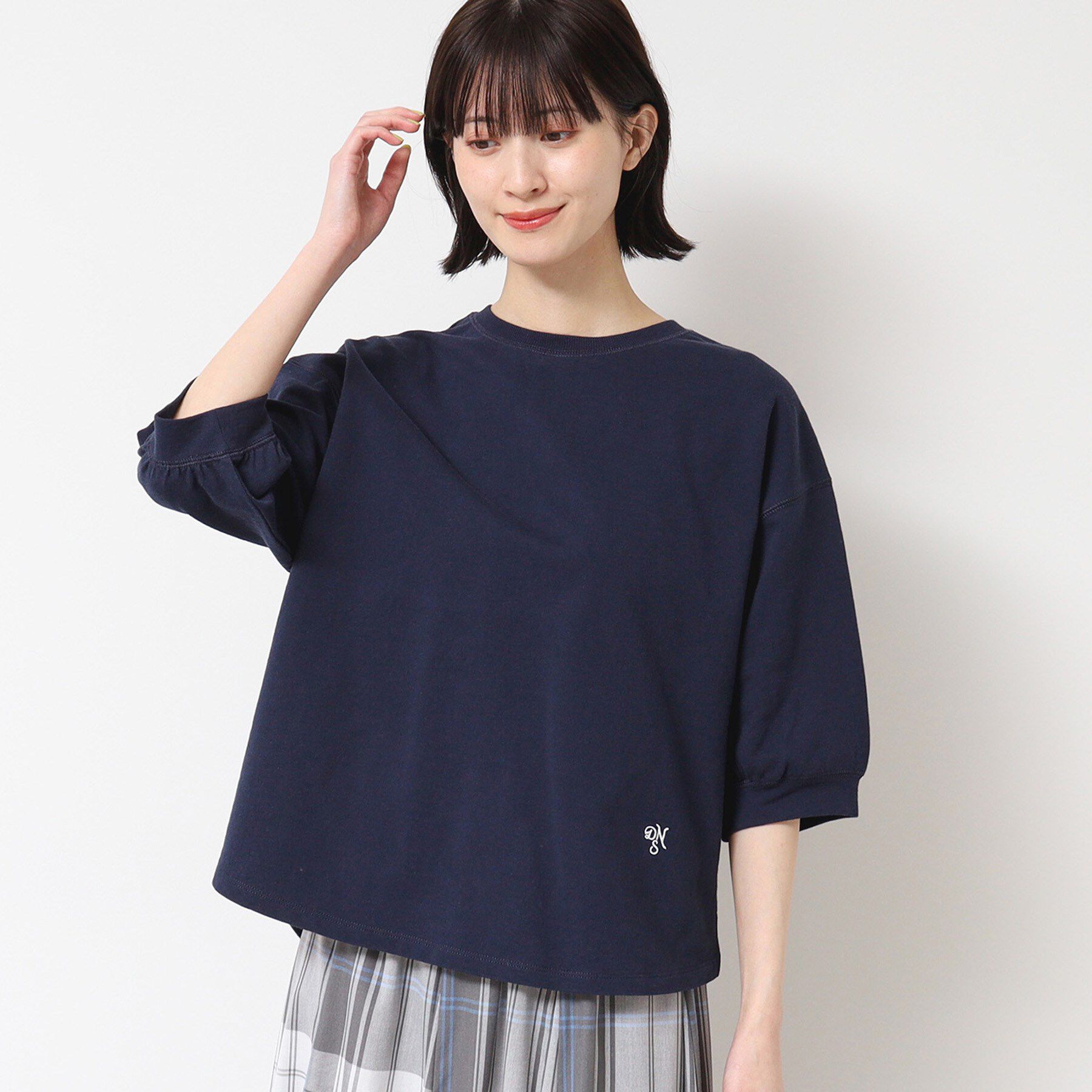 Dessin「【360度可愛い・洗える】バックヘンリーカットソー（5分袖/XS～L）」|Tシャツ・カットソー|