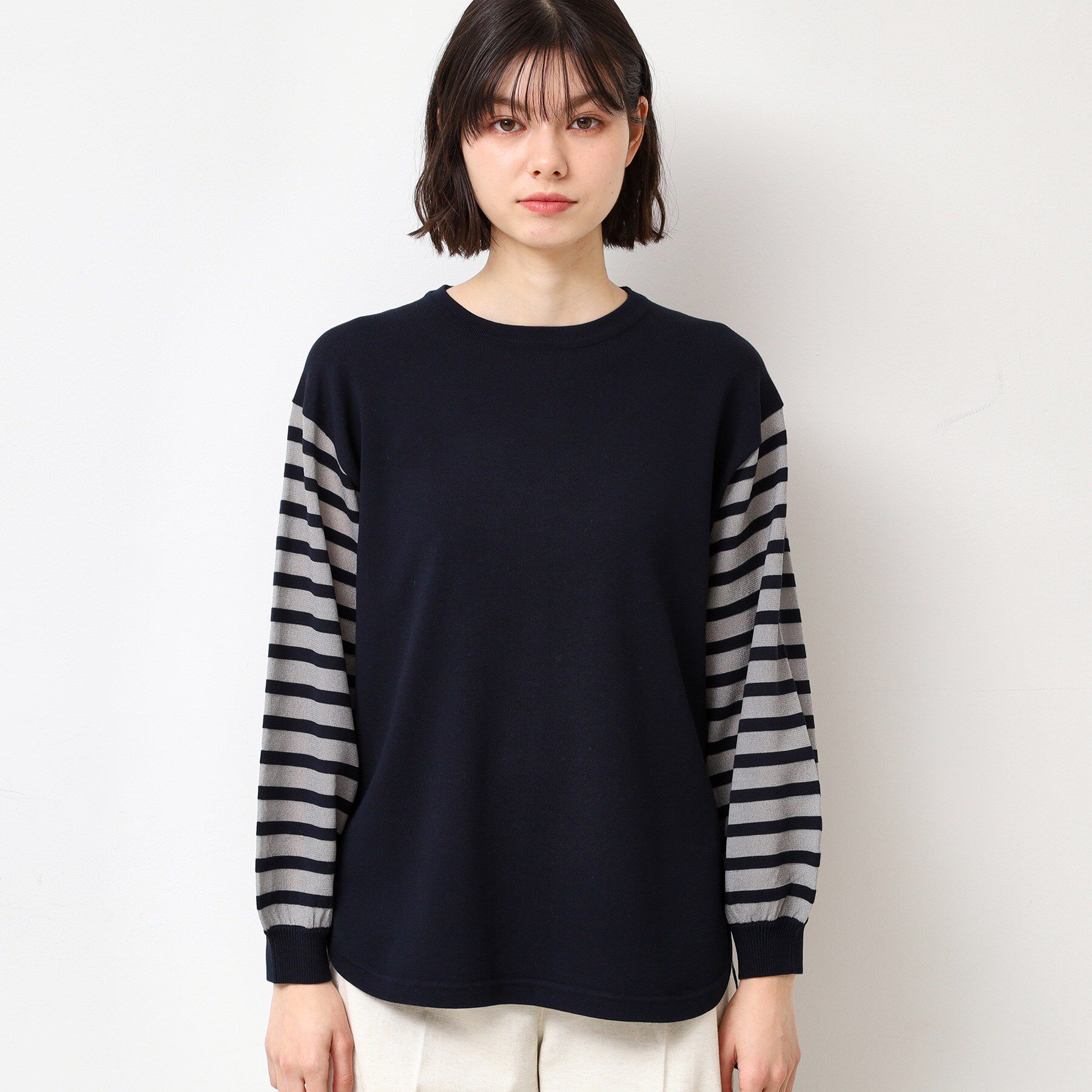 Dessin「【洗える】スリーブボーダーニット（S～L）」|ニット・セーター|