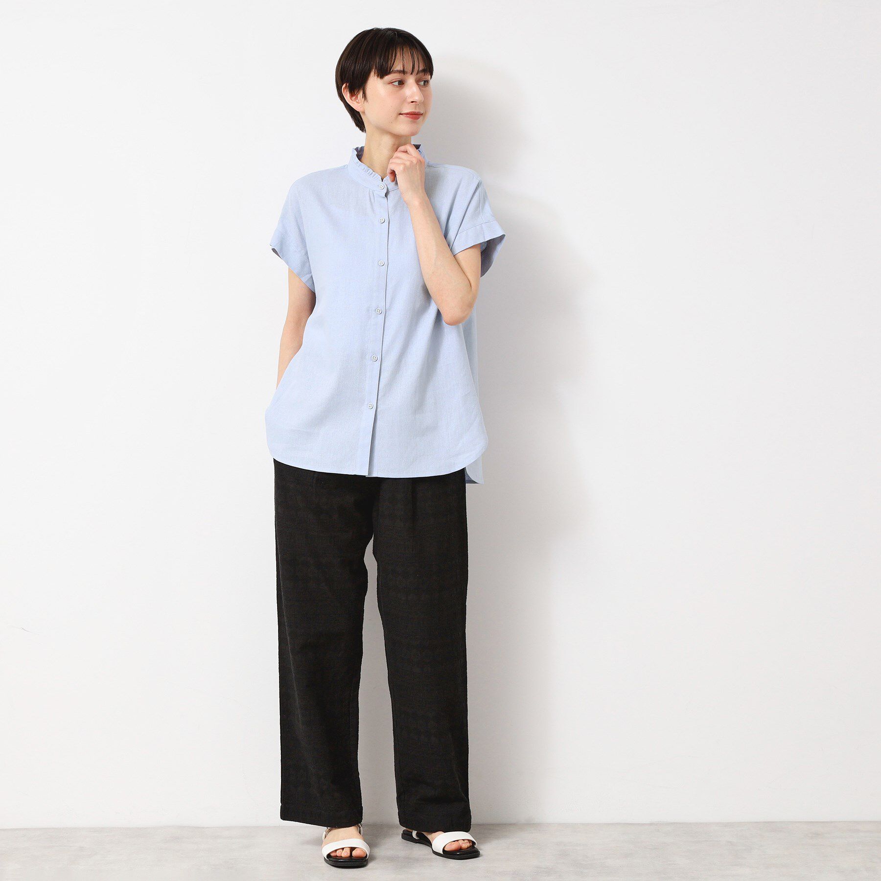 Dessin「【洗える】フリルネックシャツ（XS～L）」|シャツ・ブラウス|