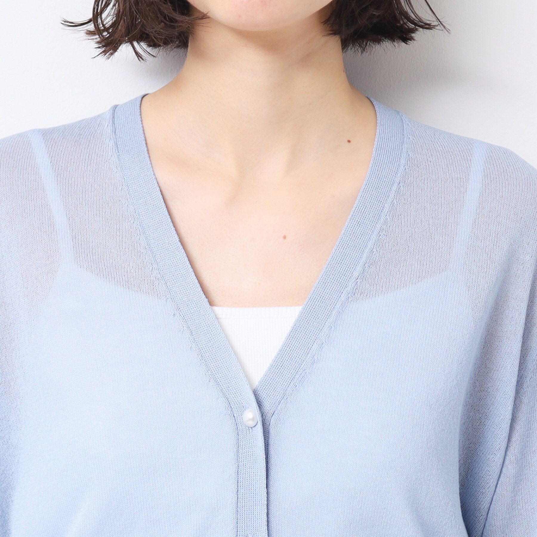Dessin「【UVカット・洗える】パール調ボタンシアーカーディガン」|カーディガン|