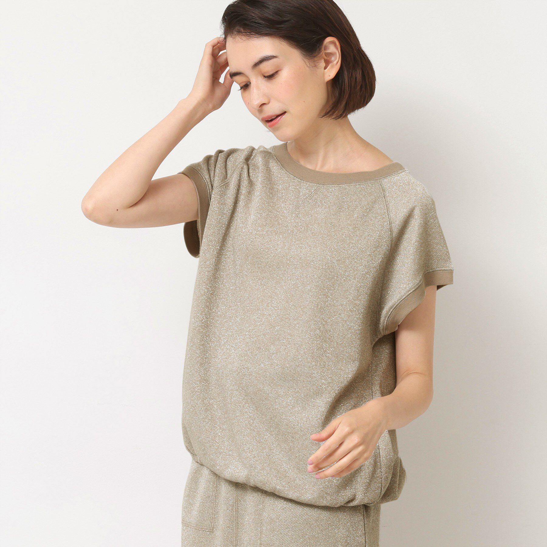 Dessin「【セットアップ可・洗える】ラメ裏毛トップス」|Tシャツ・カットソー|ライトベージュ(05