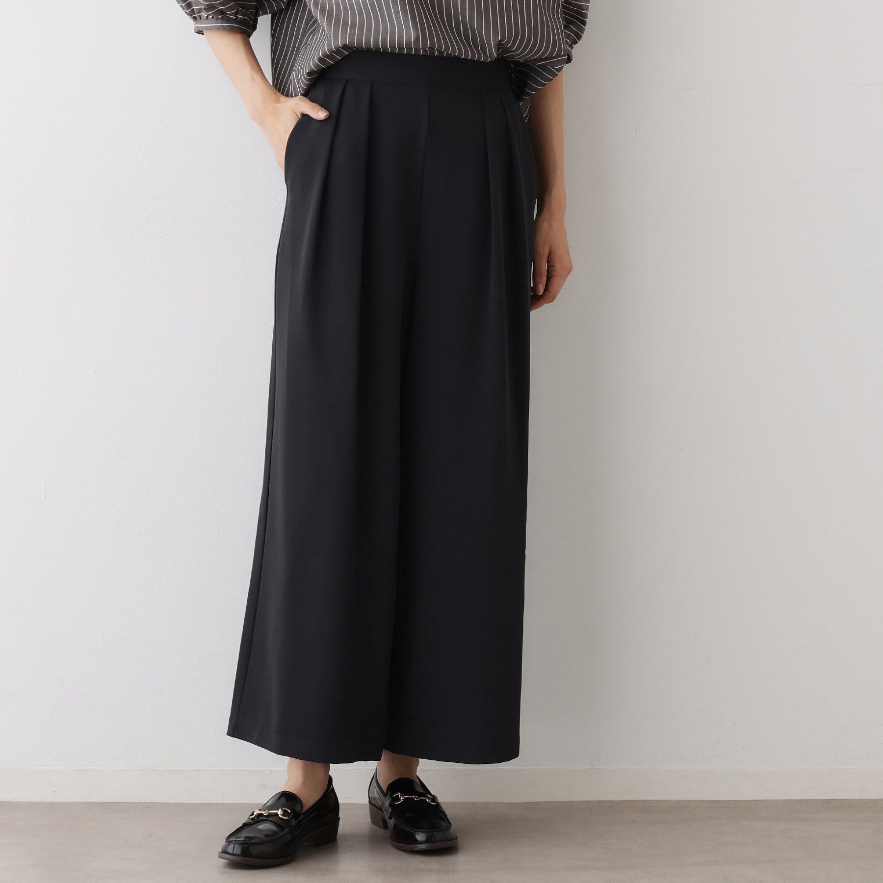 Dessin「【セットアップ可・洗える】ダブルタックワイドパンツ」|その他|ネイビー(094)