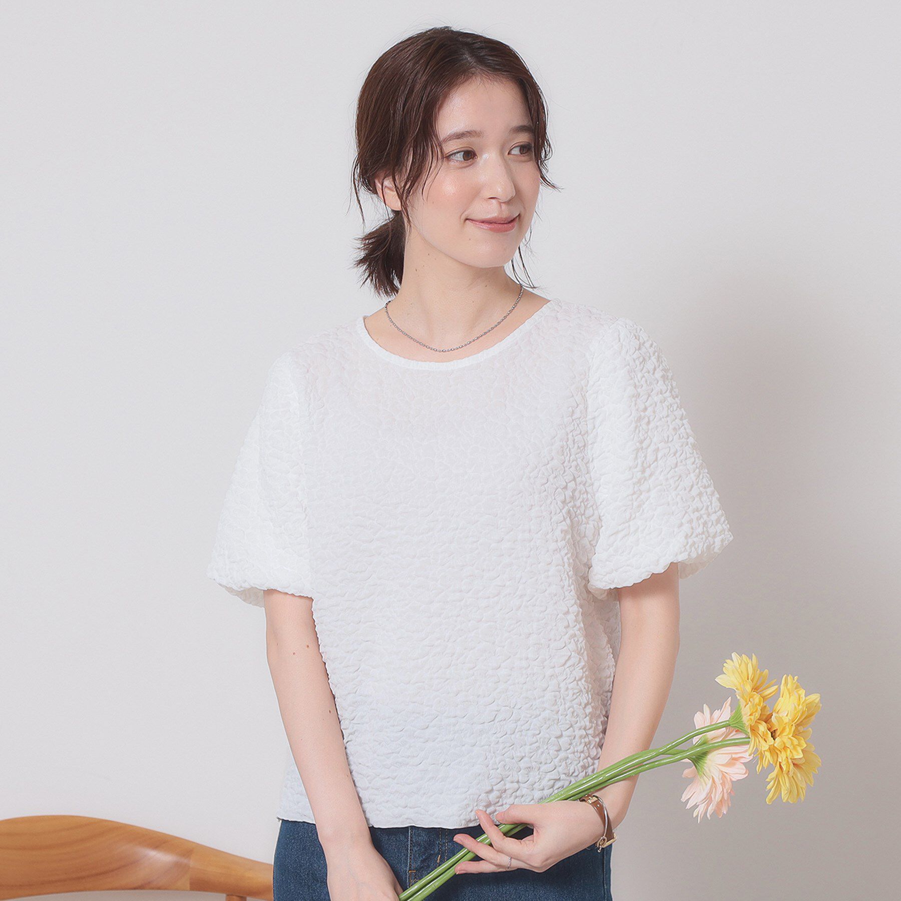 ITS&rsquo;DEMO「【手洗い可】ふくれジャカードプルオーバー」|Tシャツ・カットソー|オフホワイト(003