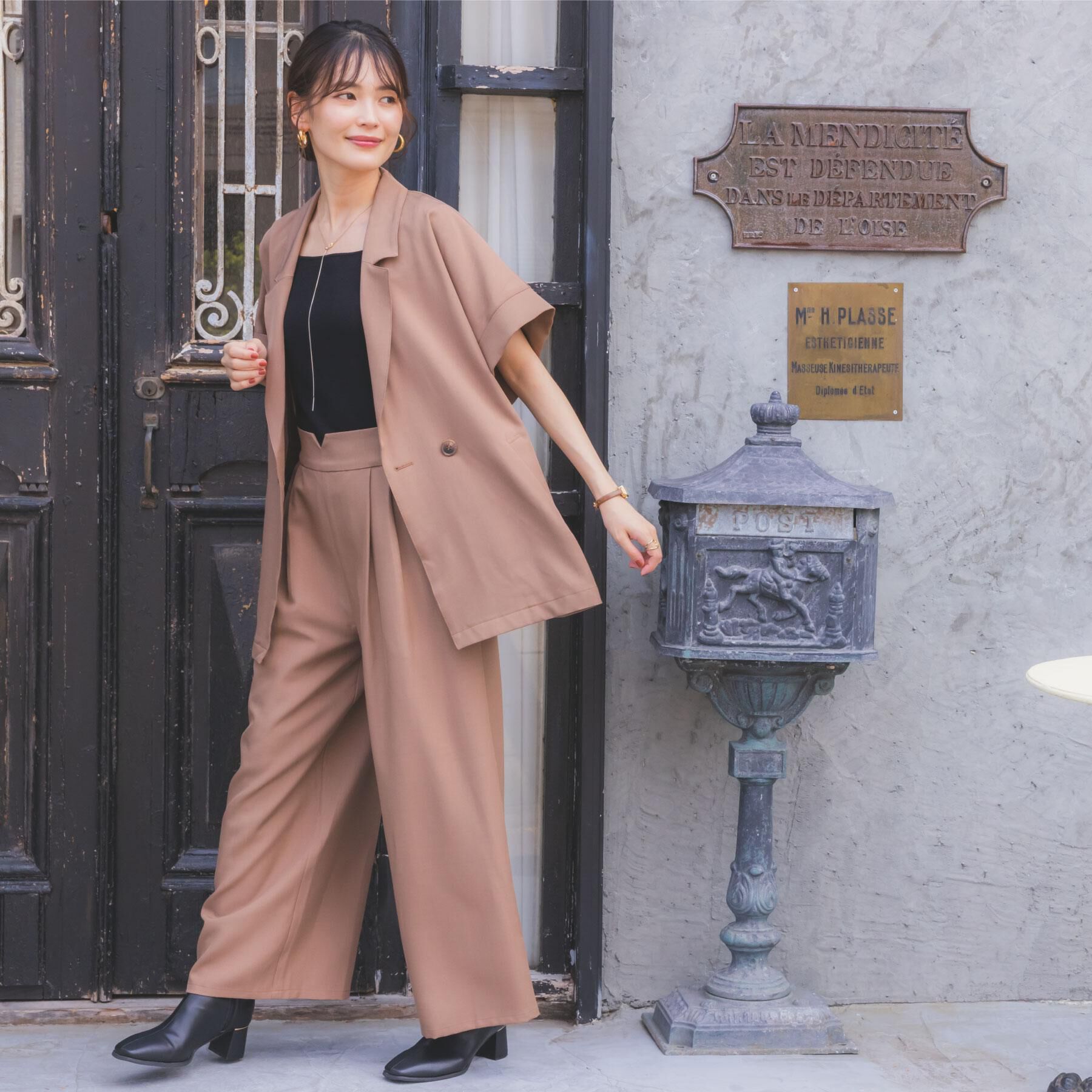 ITS&rsquo;DEMO「【手洗い可／セットアップ可】サス付きワイドパンツ」|その他|