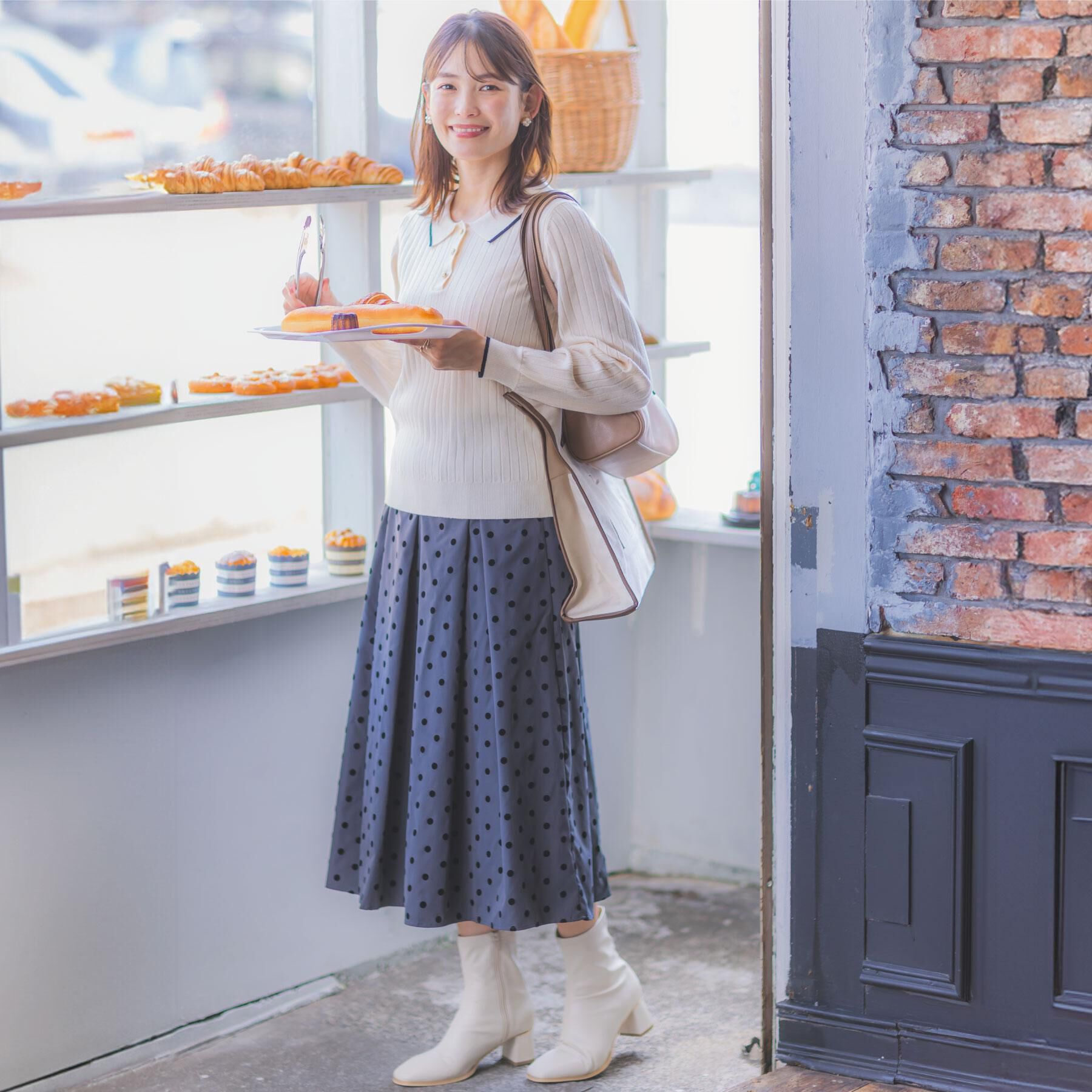 ITS&rsquo;DEMO「【手洗い可】フロッキードットスカート」|スカート|