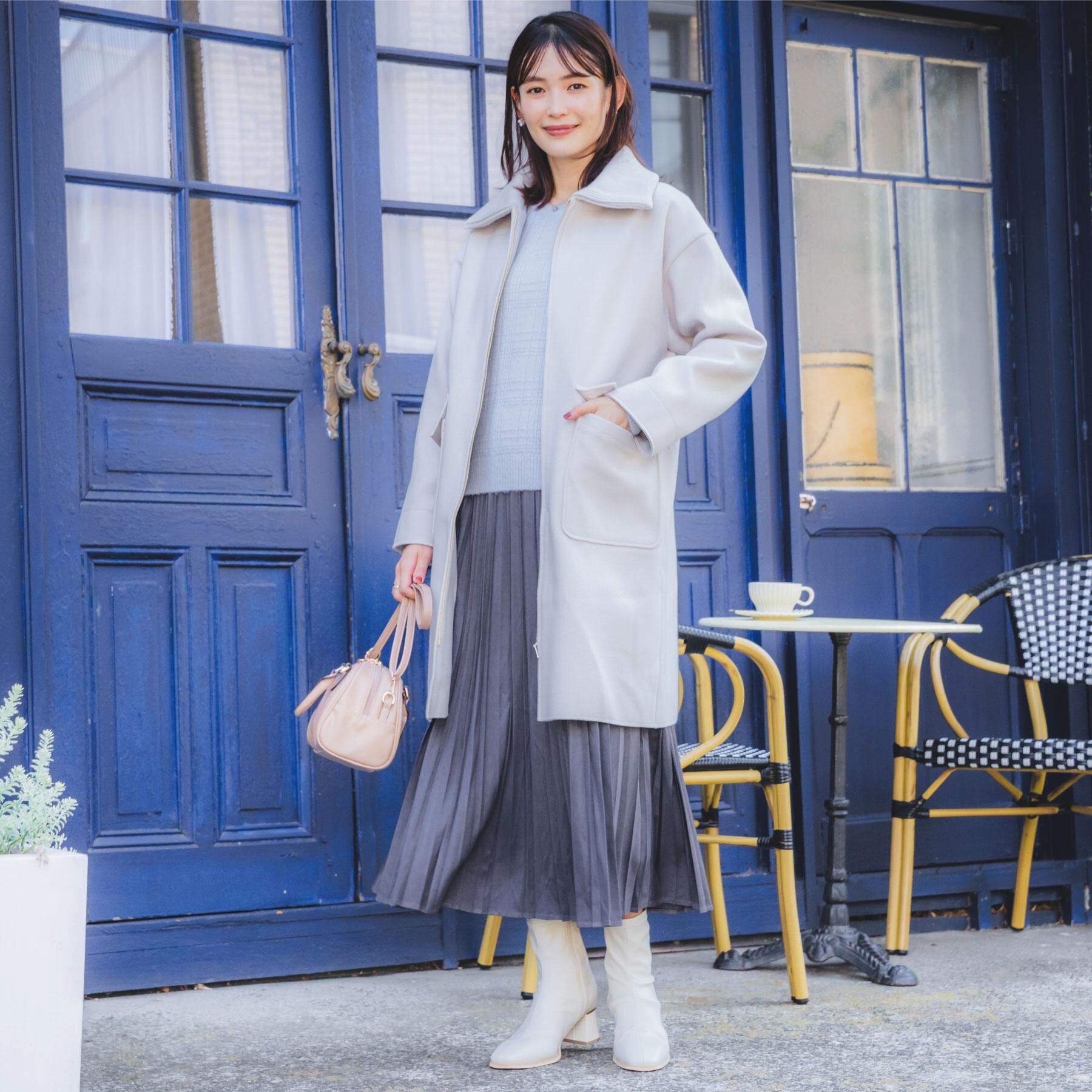 ITS&rsquo;DEMO「裏リブ襟付きコート」|ステンカラーコート|