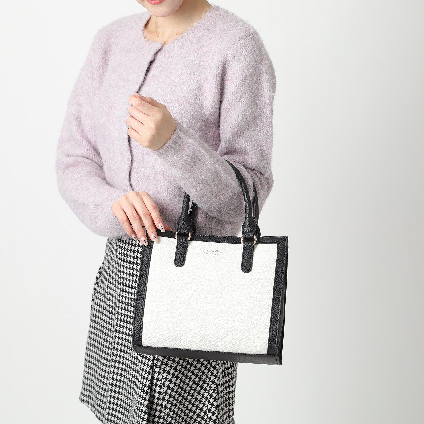 Ober Tashe「バイカラー2WAYスクエアショルダーミニトートバッグ」|ショルダー・メッセンジャー|