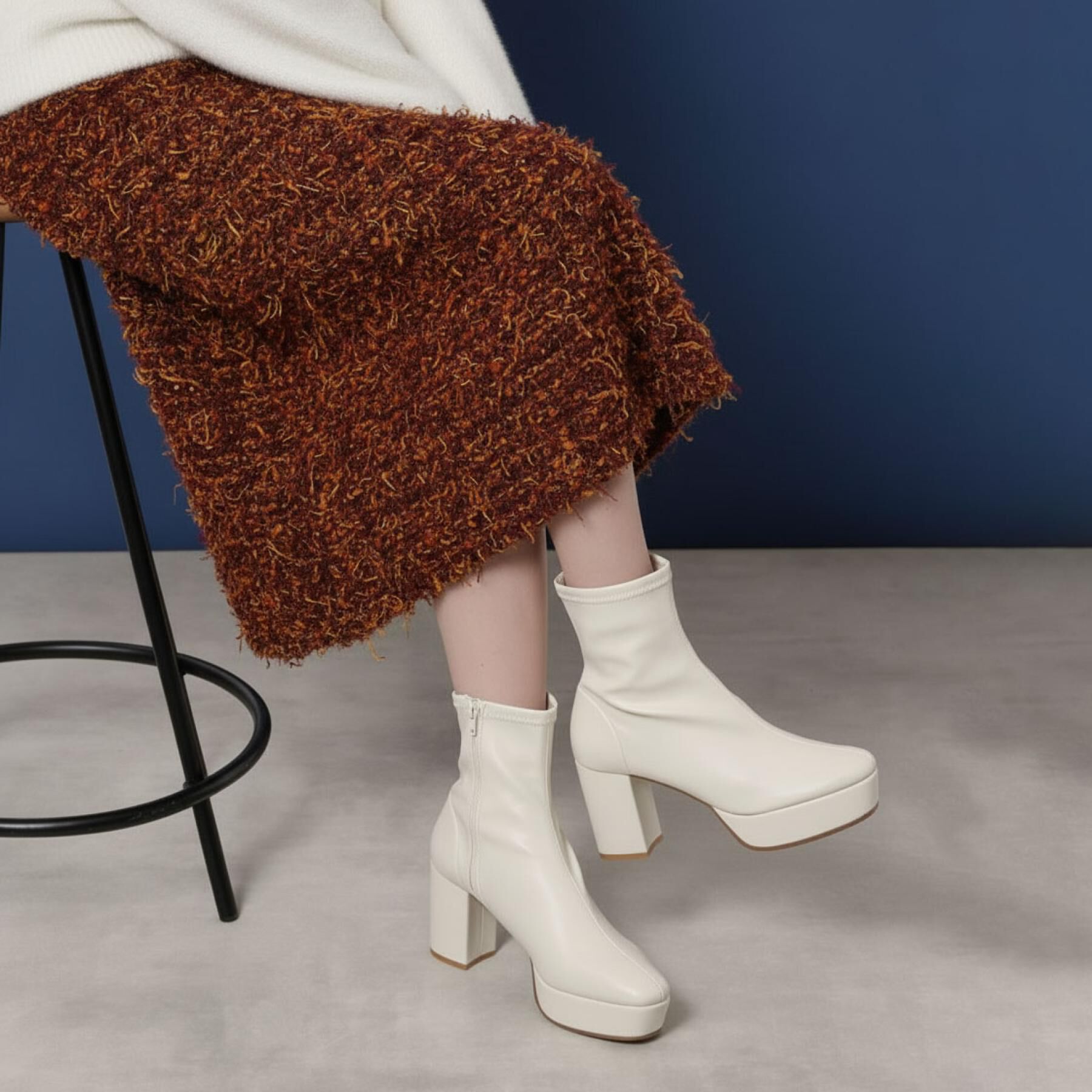 ESPERANZA「ゆる傾斜ショートブーツ」|ショートブーツ|アイボリー(004)