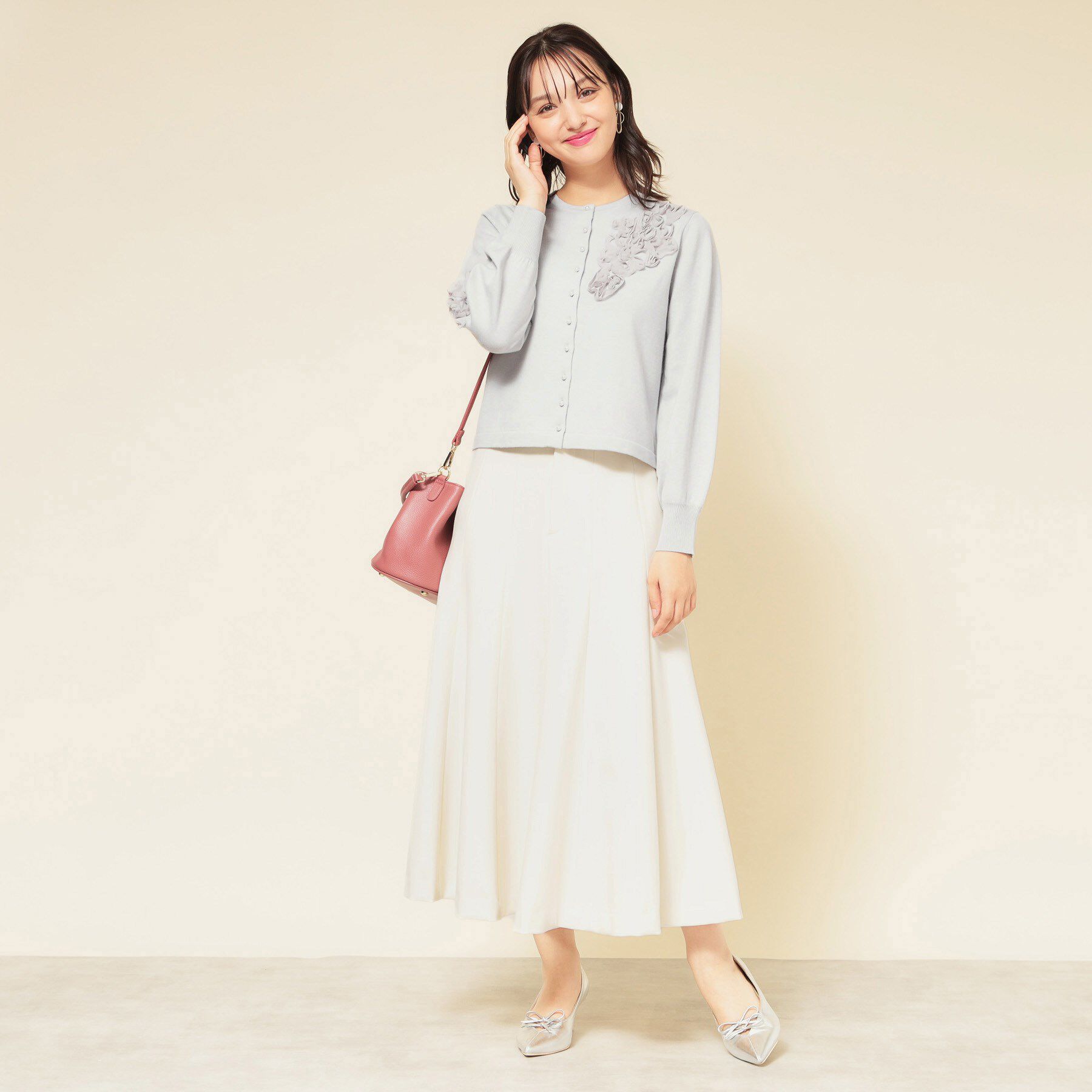 SunaUna「【SS～Lサイズ展開／チュール刺繍】クラフトニット」|カーディガン|