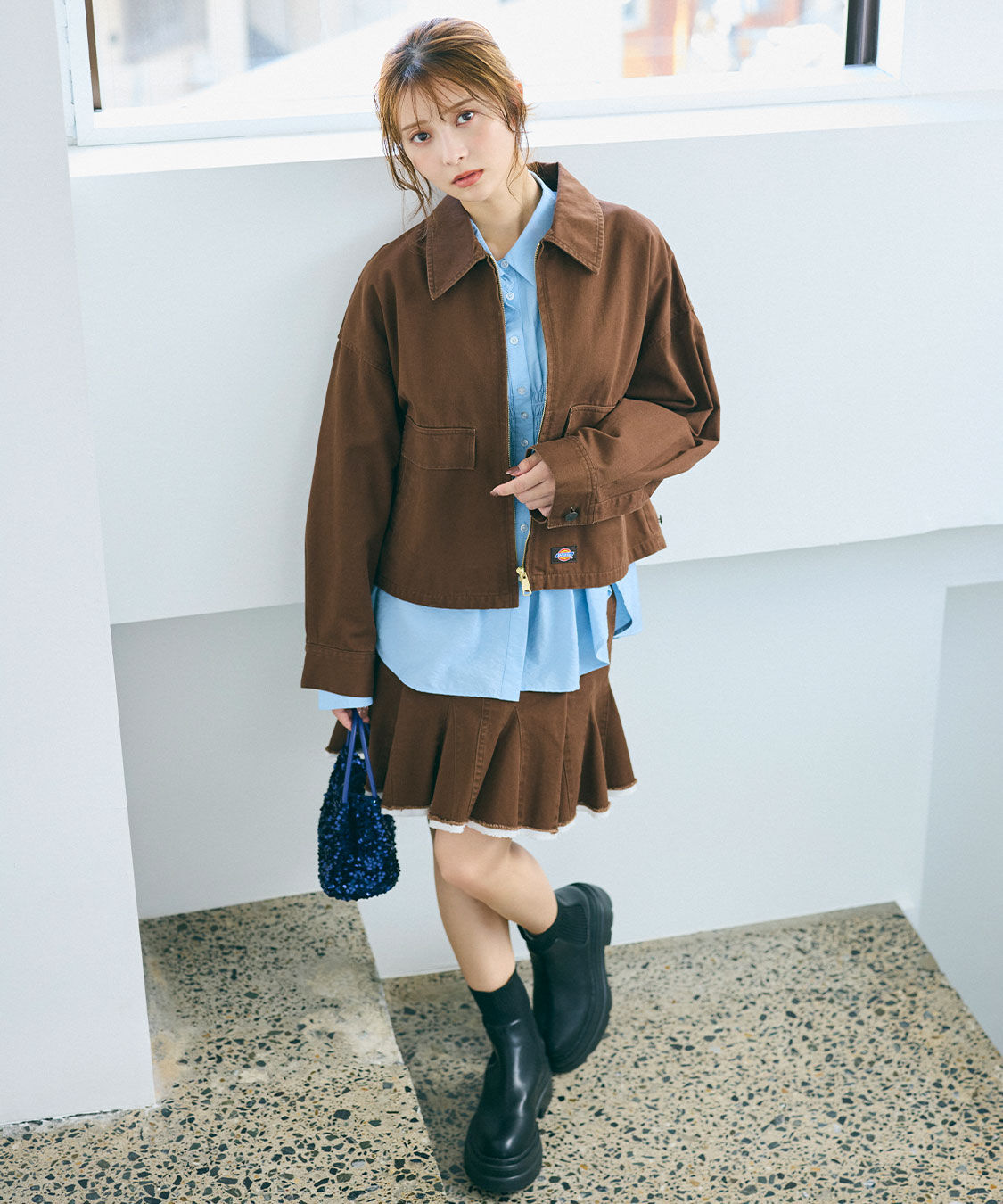 COCO DEAL「《COCO DEAL/Dickies(R)》マチフリルミニスカート」|スカート|ブラウン