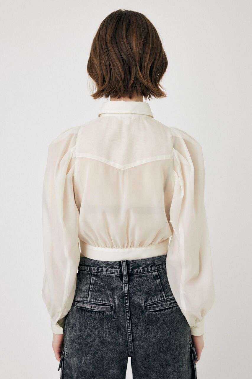 MOUSSY「SHEER TUCK SLEEVE ブラウス」|シャツ・ブラウス|