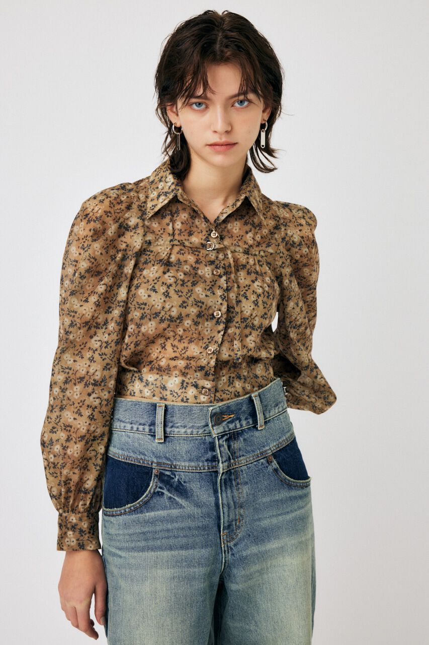 MOUSSY「SHEER TUCK SLEEVE ブラウス」|シャツ・ブラウス|