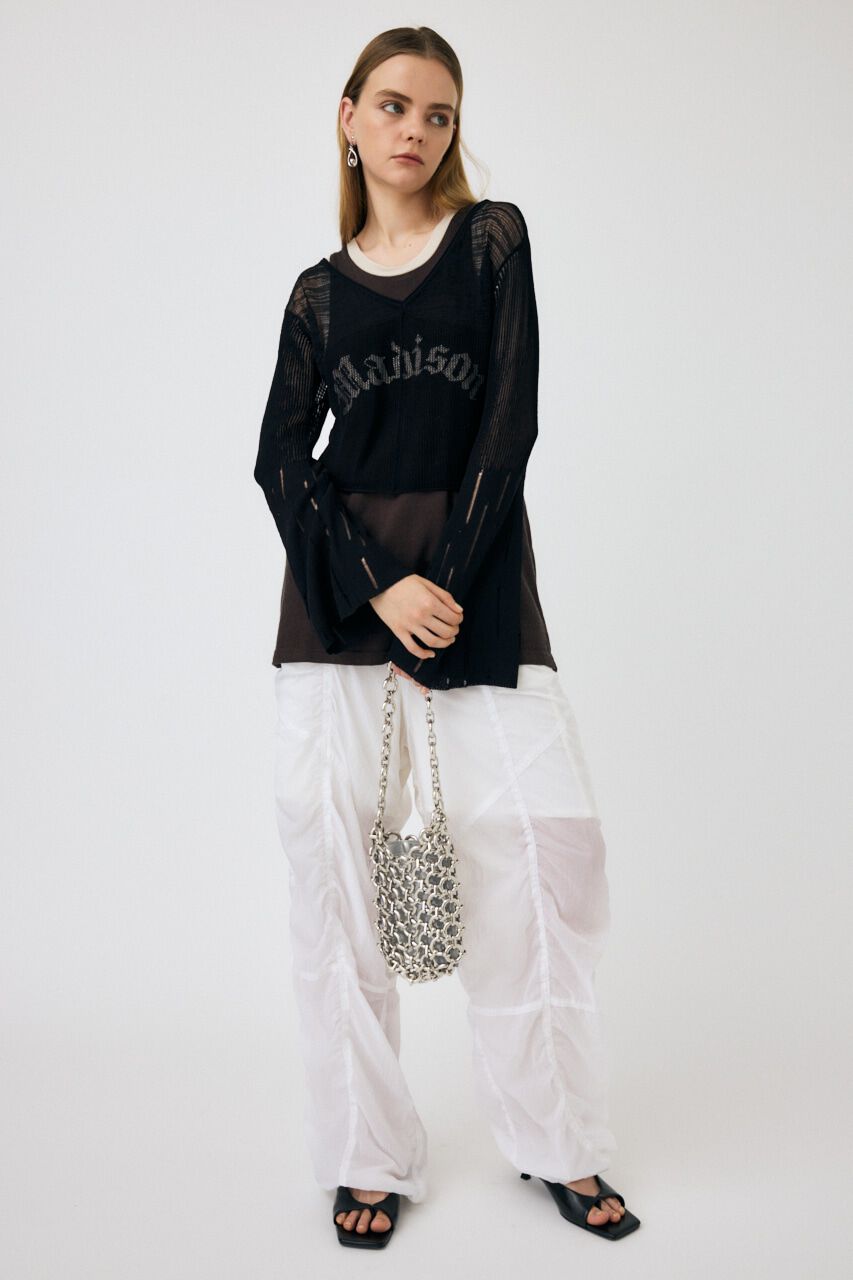 MOUSSY「MESH V NECK ニットトップス」|ニット・セーター|