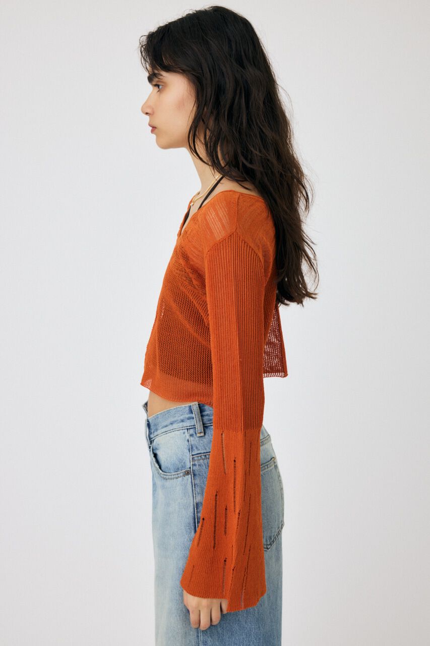 MOUSSY「MESH V NECK ニットトップス」|ニット・セーター|