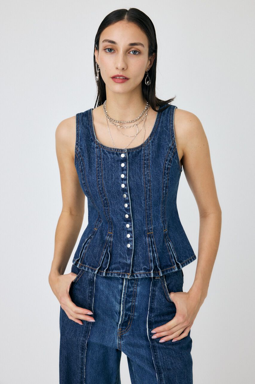 MOUSSY「BUTTON UP デニムトップス」|シャツ・ブラウス|BLU