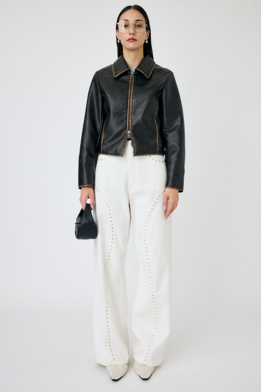 MOUSSY「STUDDED ワイドストレートデニム」|デニム|