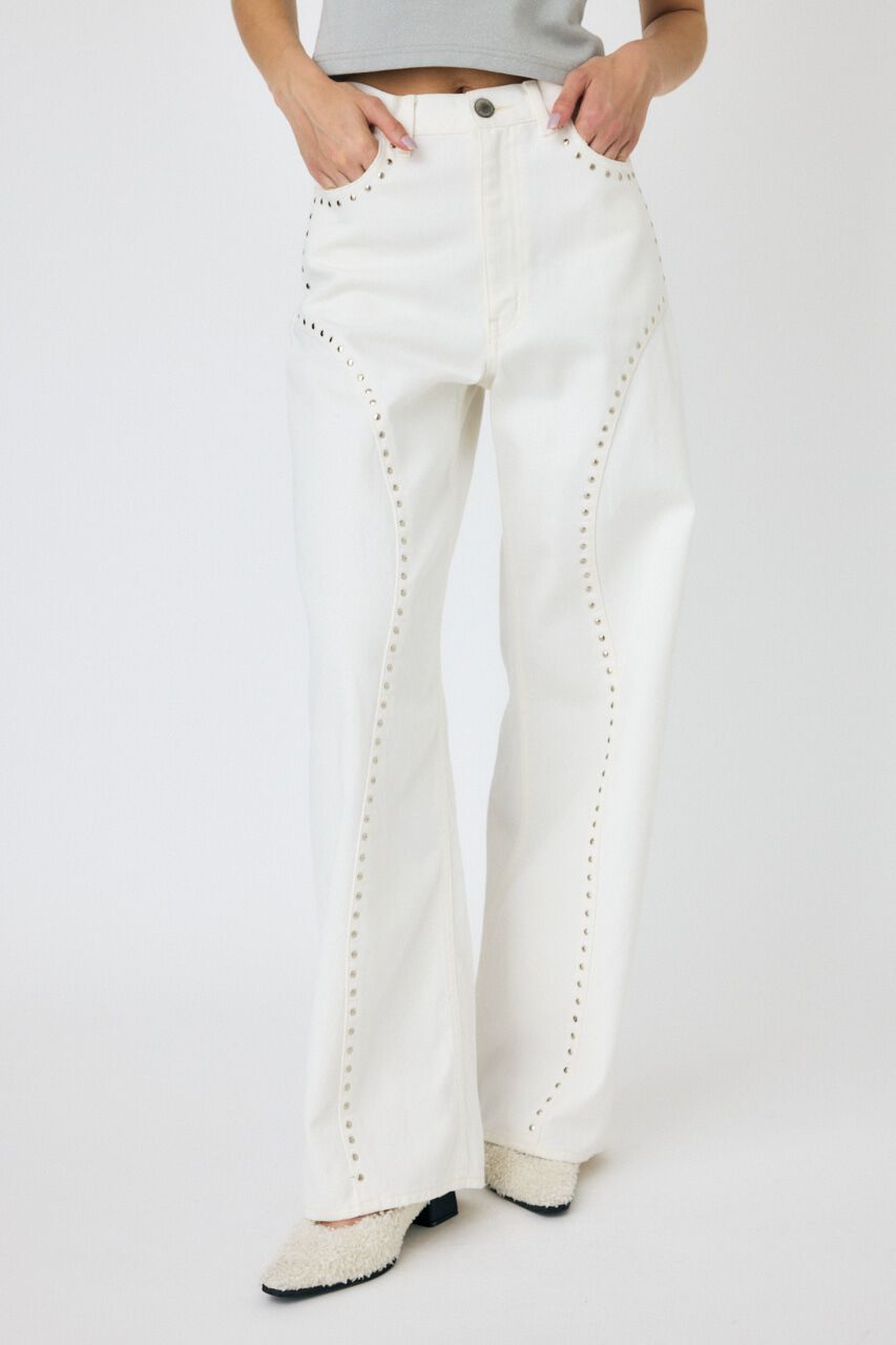 MOUSSY「STUDDED ワイドストレートデニム」|デニム|