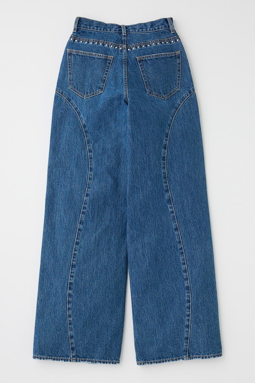 MOUSSY「STUDDED ワイドストレートデニム」|デニム|