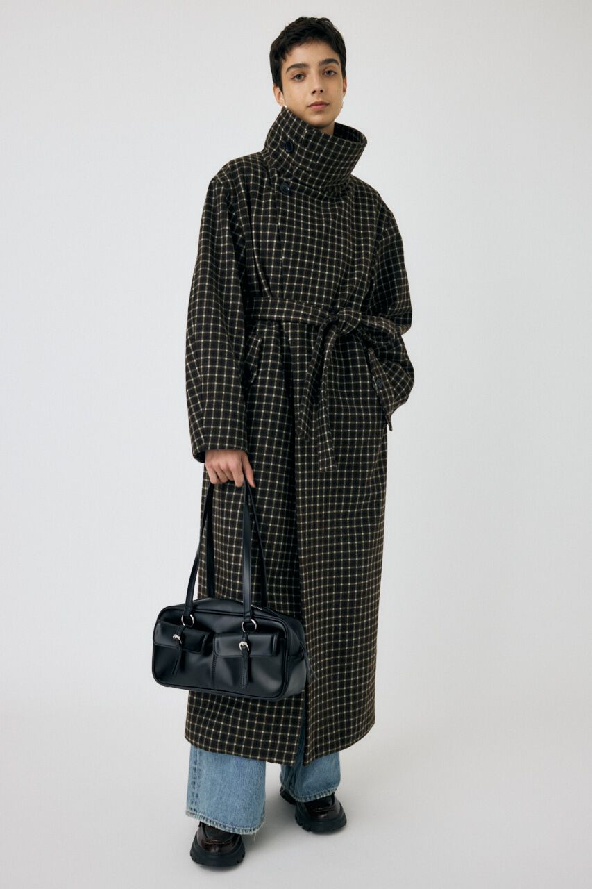 MOUSSY「STANDCOLLAR PLAID コクーンコート」|その他|