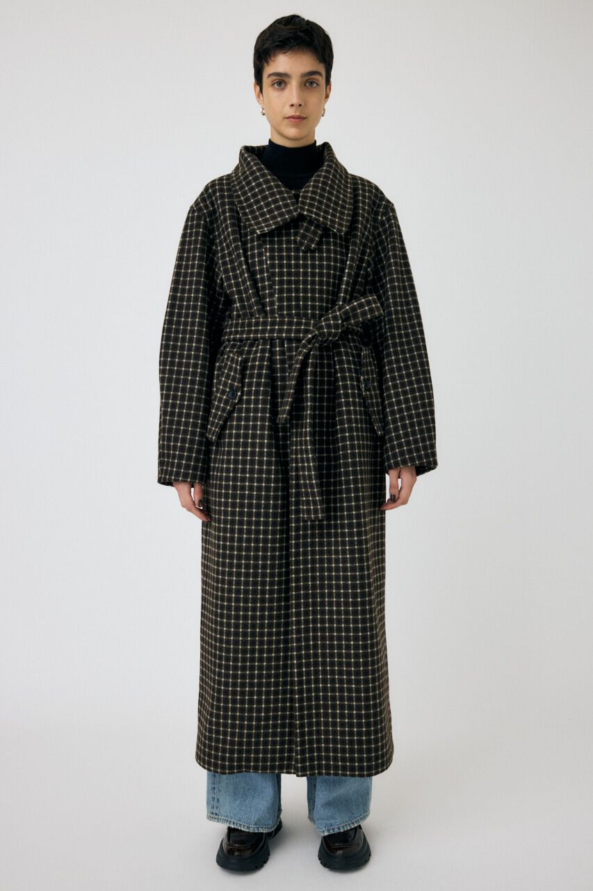 MOUSSY「STANDCOLLAR PLAID コクーンコート」|その他|