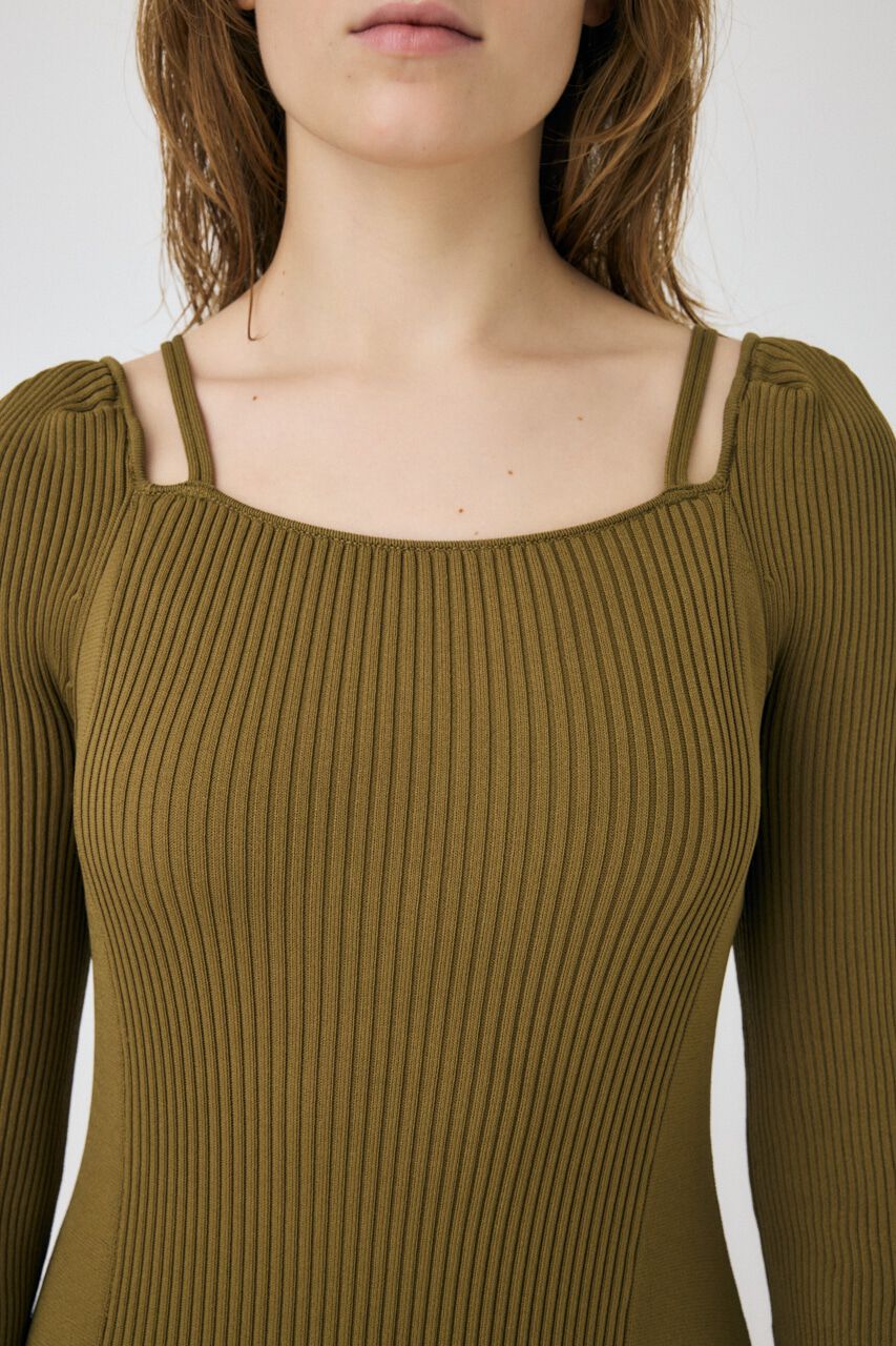 MOUSSY「SQUARE NECK ロングニットドレス」|ワンピース|
