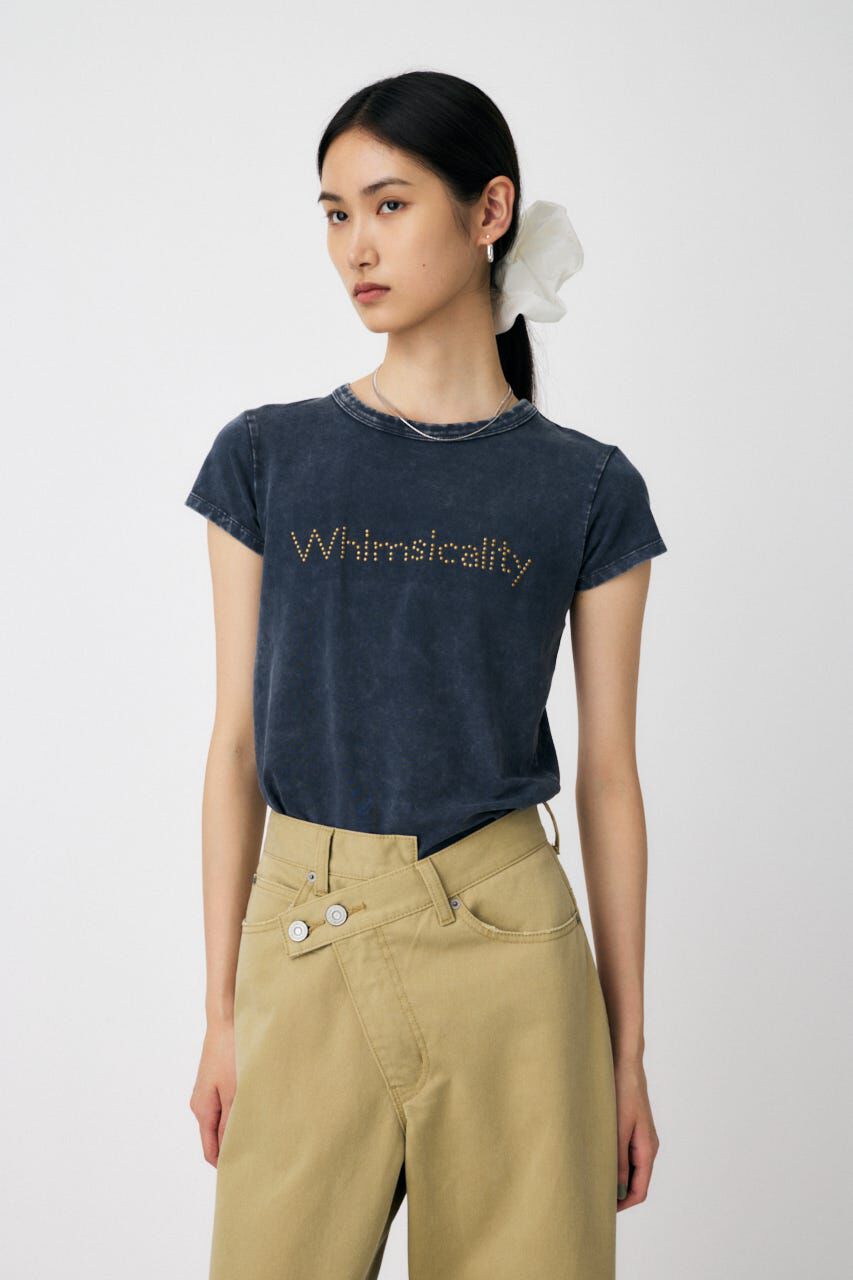 MOUSSY「STUDS LOGO TEE」|Tシャツ・カットソー|L/BLK1