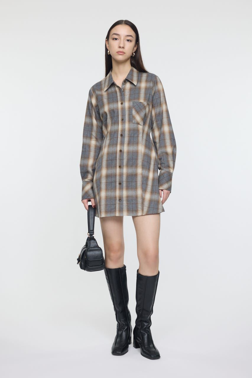 MOUSSY「CHECK SHIRT ドレス」|ワンピース|BEG