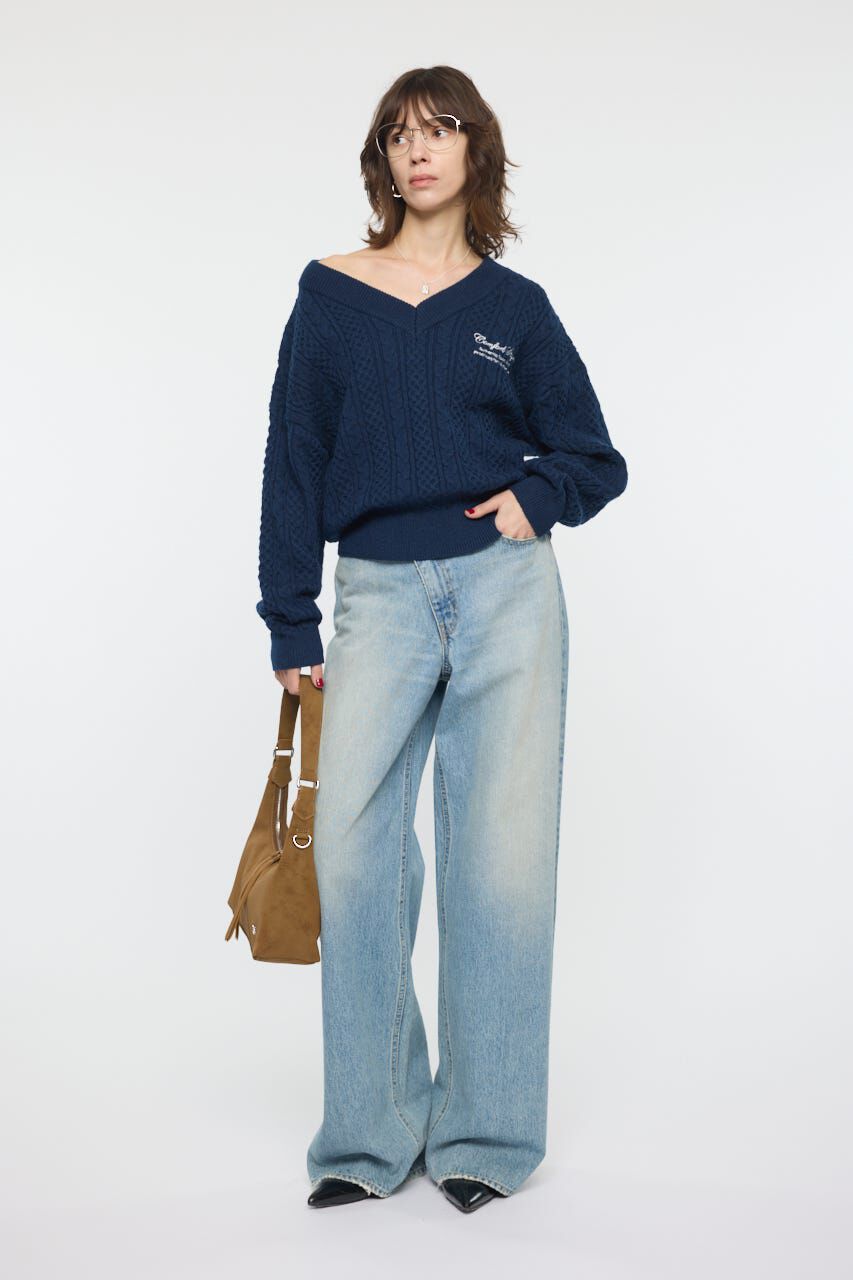 MOUSSY「CABLE V NECK ニット」|ニット・セーター|
