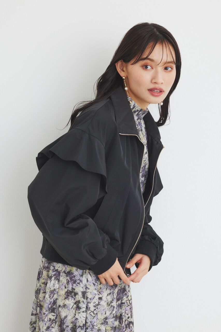 rienda「フリルショルダー2WAYブルゾン」|ブルゾン・スタジャン|BLK