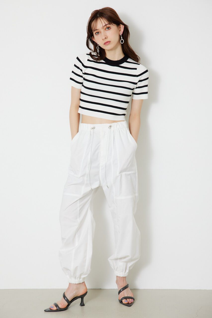 rienda「ボーダーショートKnit TOP」|ニット・セーター|