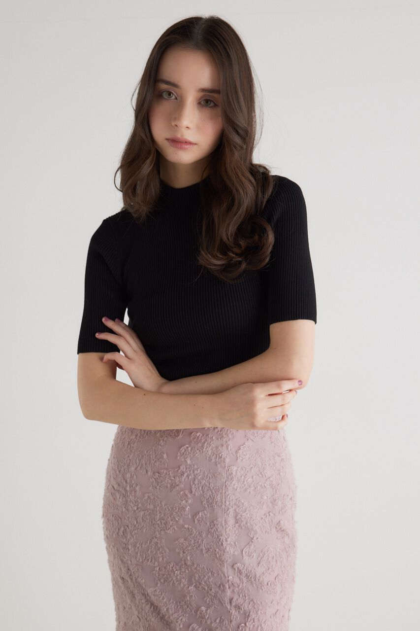 rienda「2WAYハーフSLVH/NウォッシャブルKnit TOP」|ニット・セーター|BLK