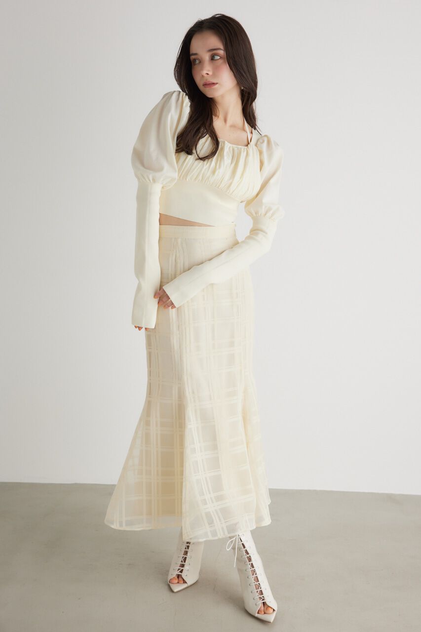 rienda「バストギャザークロップドKnit TOP」|ニット・セーター|