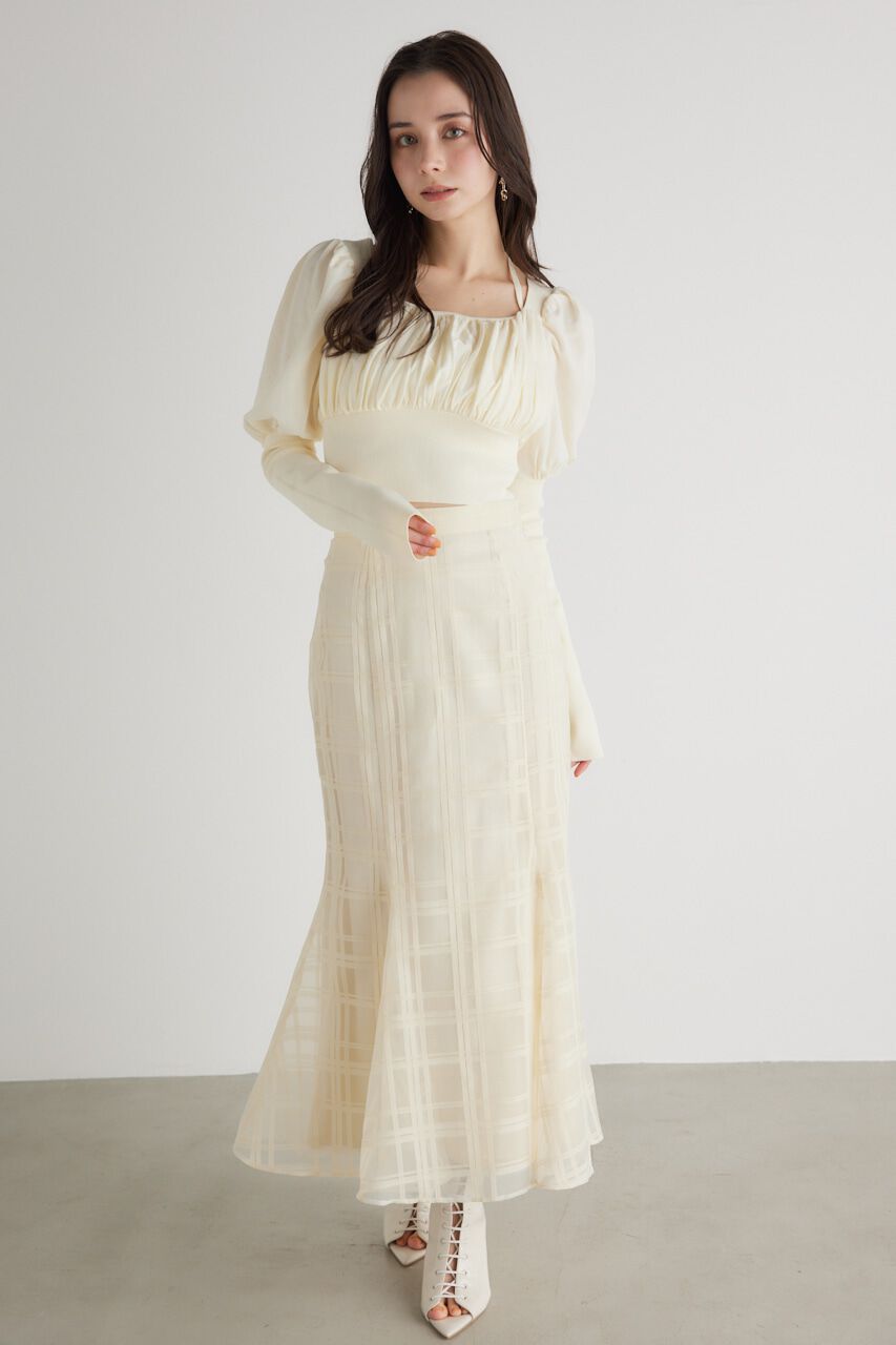 rienda「バストギャザークロップドKnit TOP」|ニット・セーター|