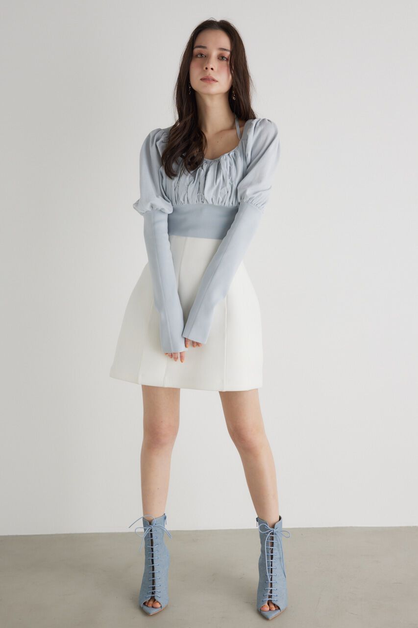 rienda「バストギャザークロップドKnit TOP」|ニット・セーター|