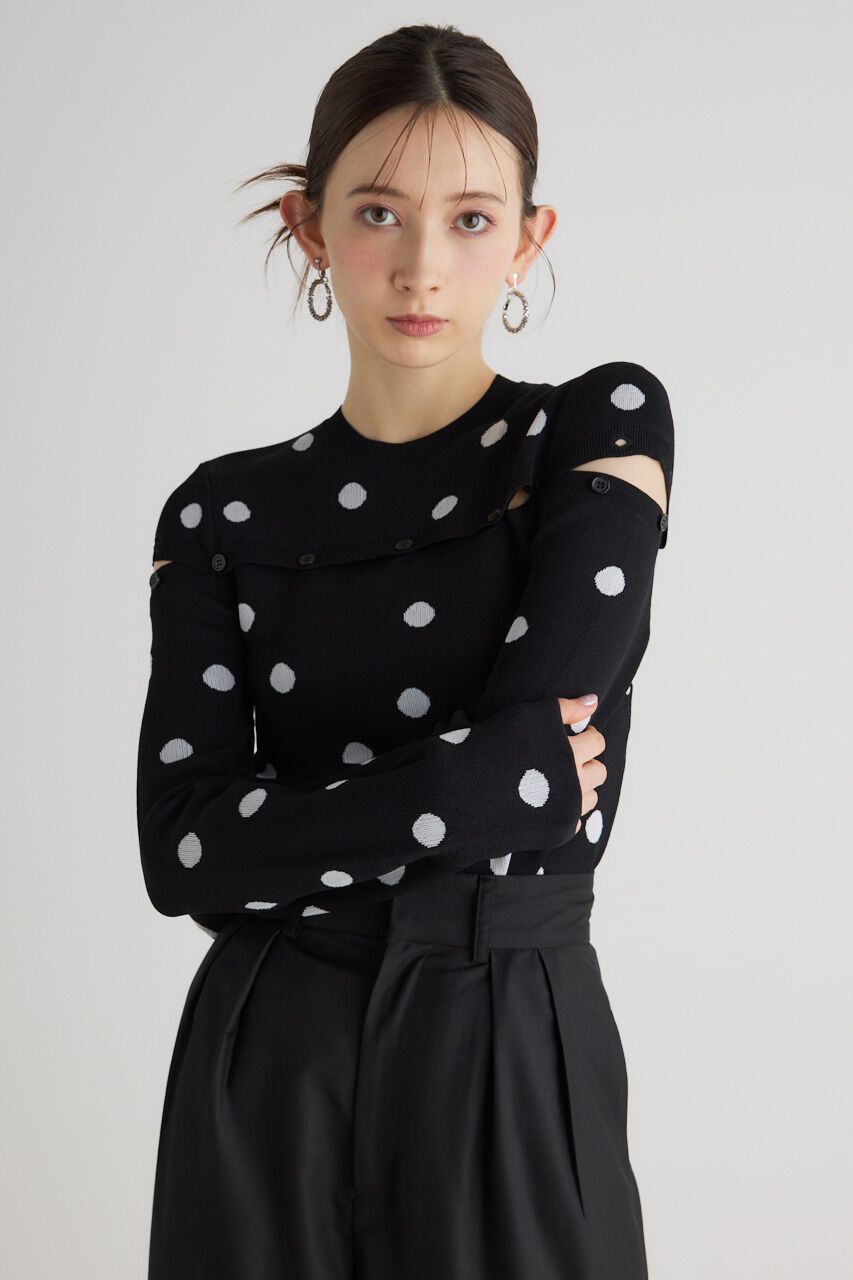 rienda「ケープボタンデザイン Knit TOP」|ニット・セーター|柄BLK5