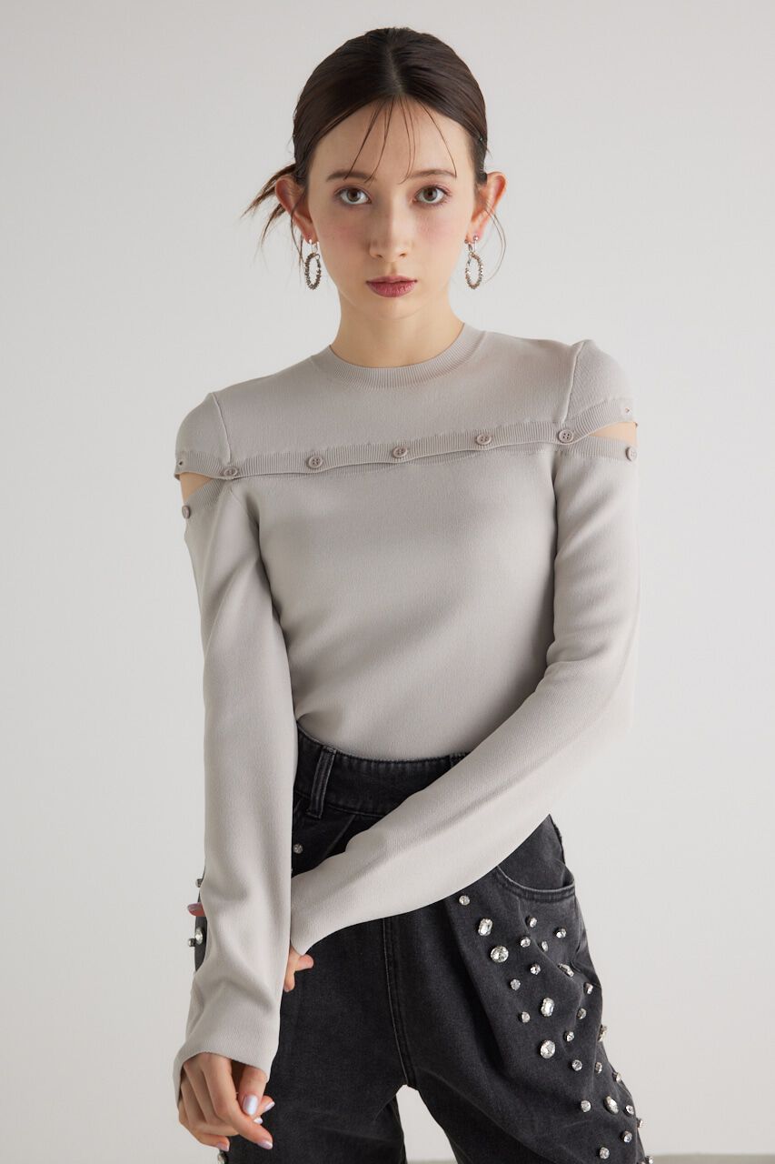 rienda「ケープボタンデザイン Knit TOP」|ニット・セーター|