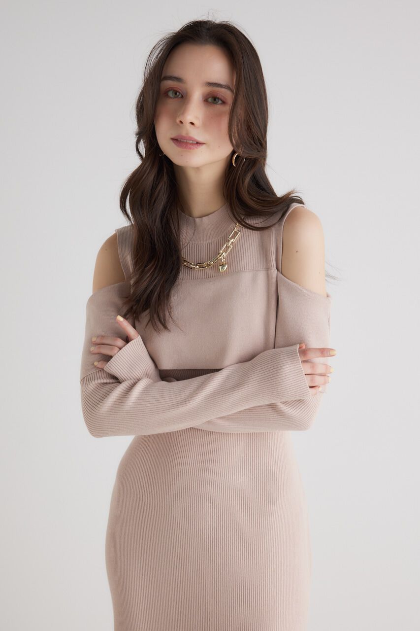 rienda「チェーンNCオフショル Knit OP」|ワンピース|