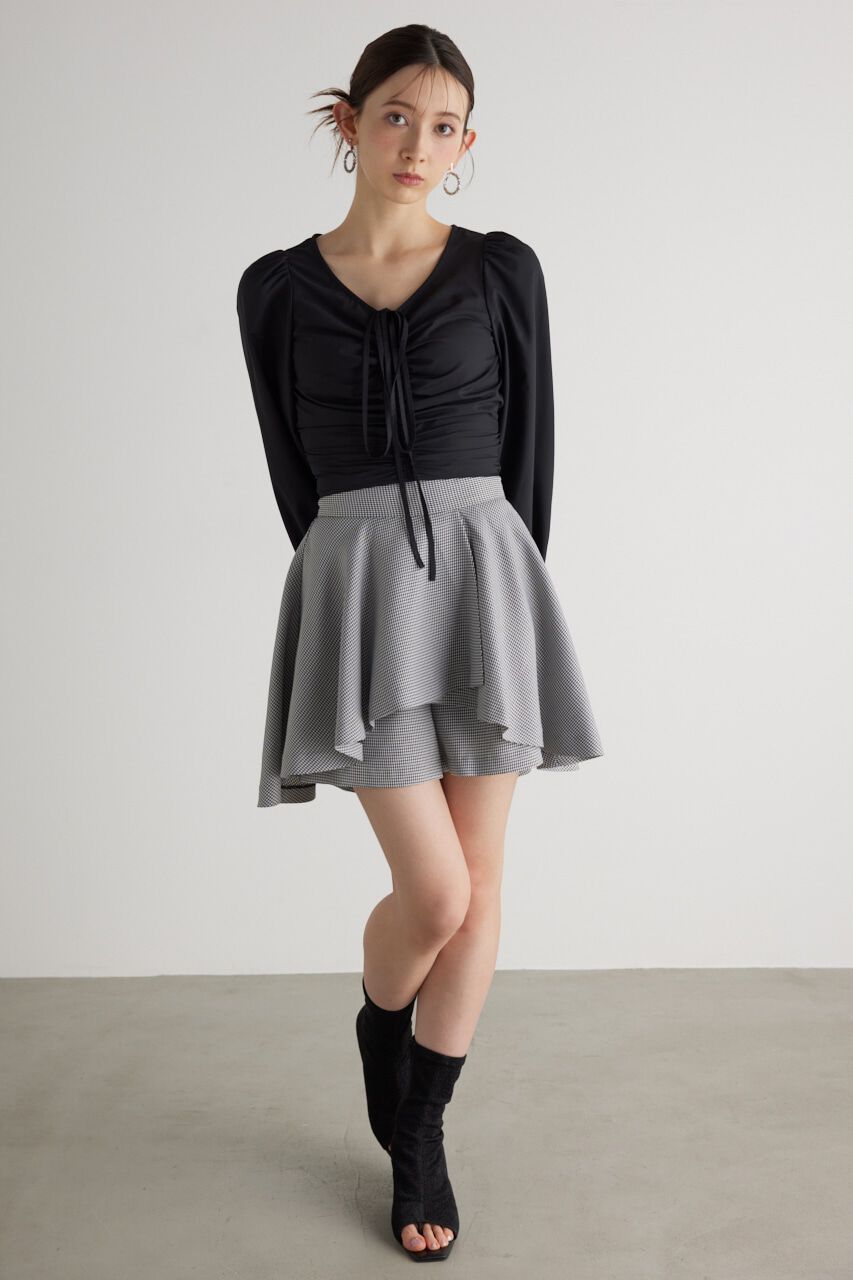 rienda「バックオープンギャザーデザイン TOP」|シャツ・ブラウス|