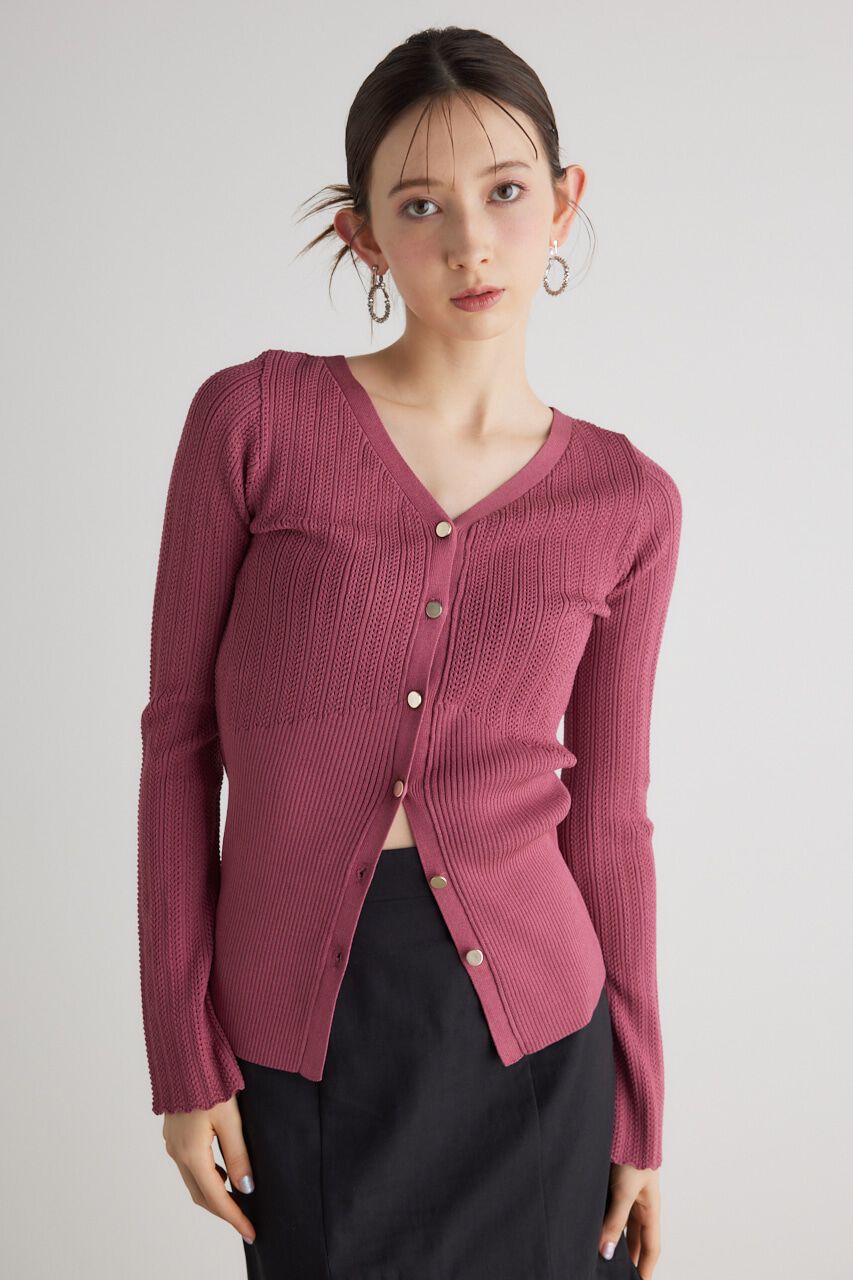 rienda「シアーストライプKnitTOP」|ニット・セーター|D/PNK3