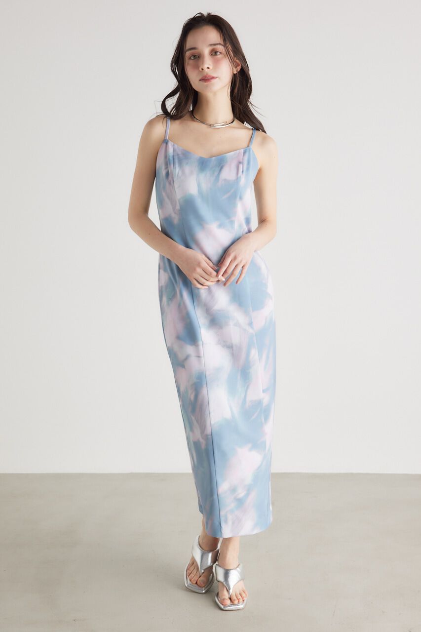 rienda「バックストリングシンプルキャミOP」|ワンピース|柄BLU5