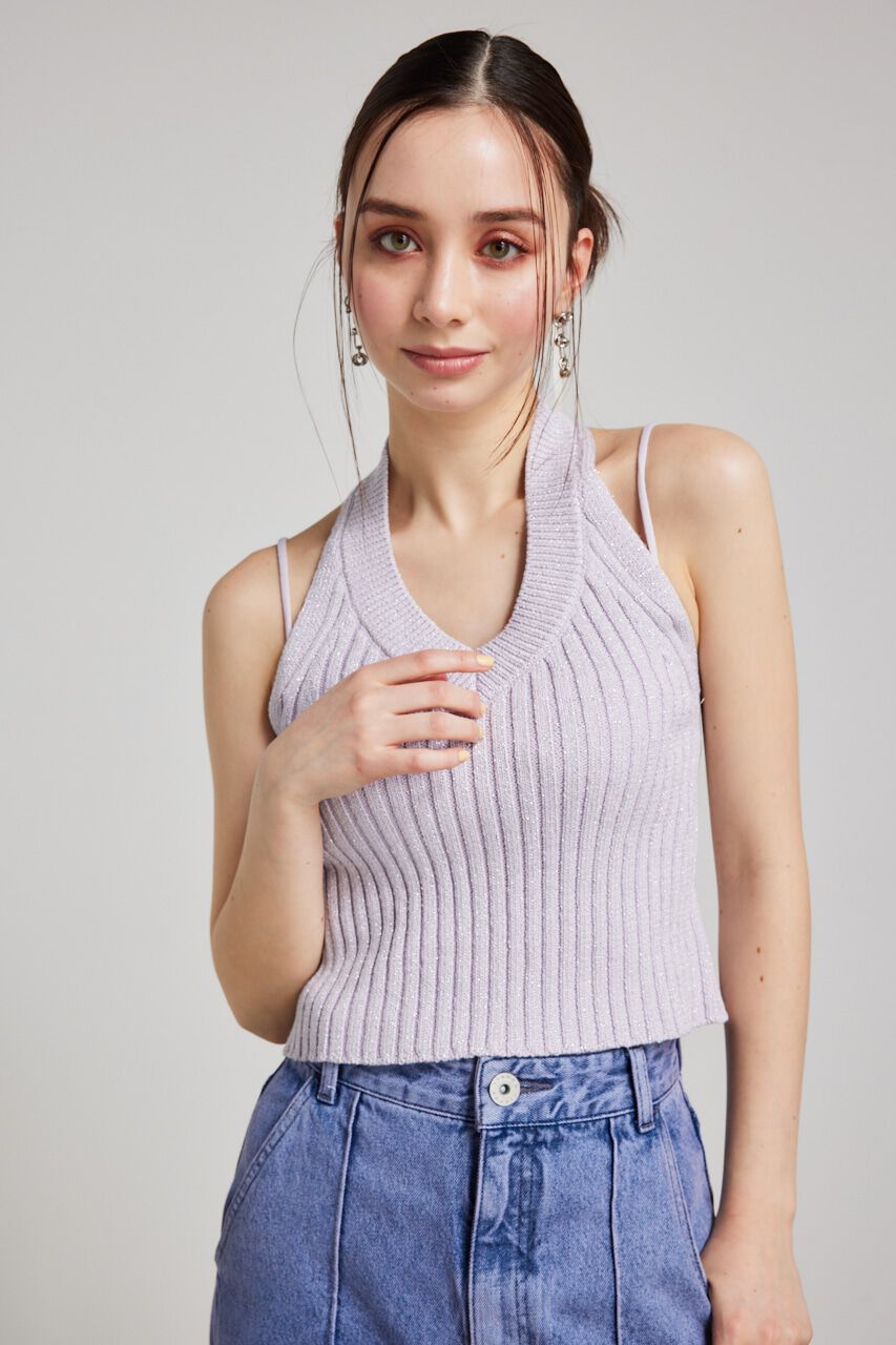 rienda「ホルターNCクロップドKnit TOP」|タンクトップ|L/PUR1