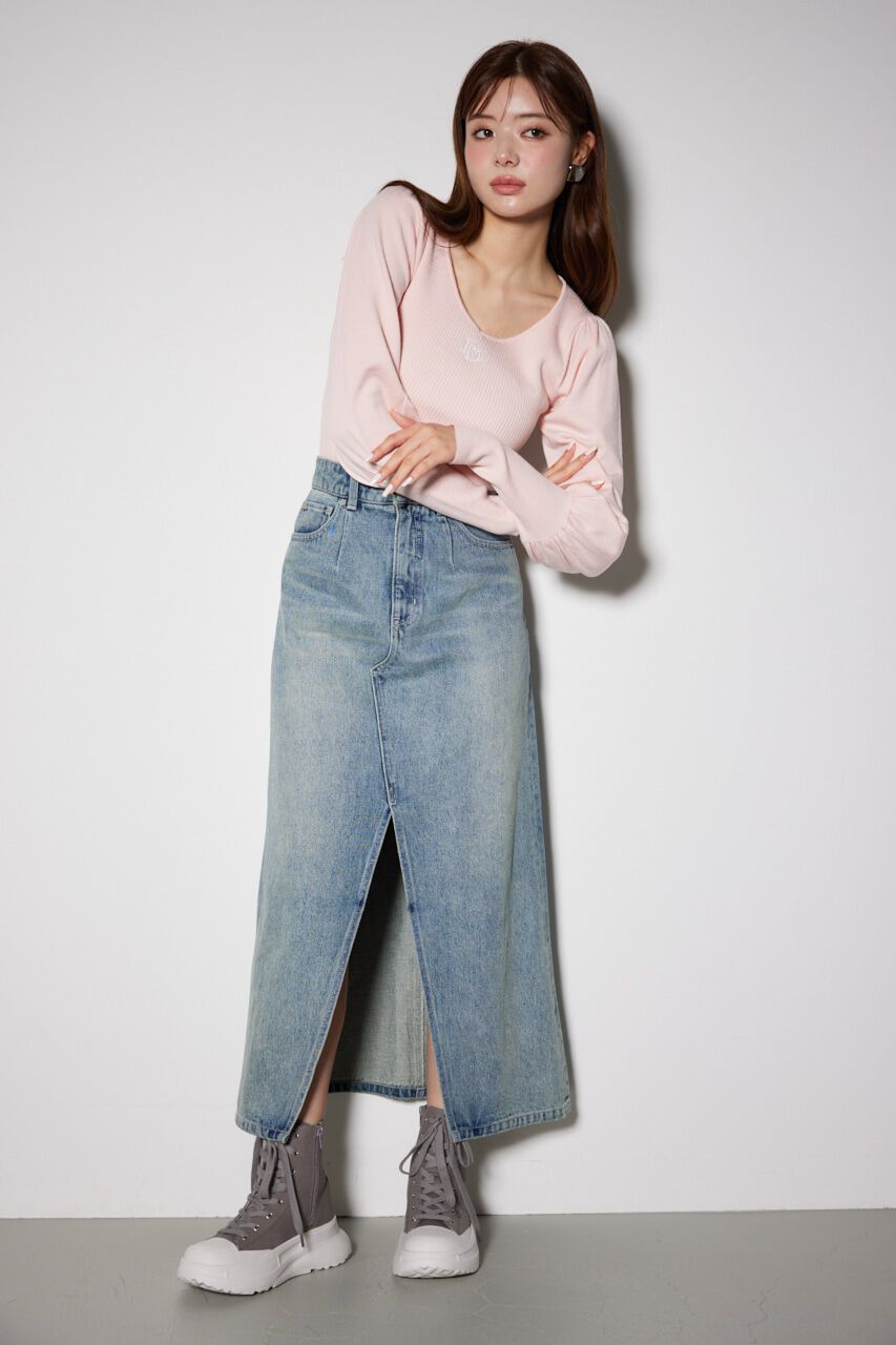 rienda「ダイヤネックウォッシャブルニットトップス」|ニット・セーター|