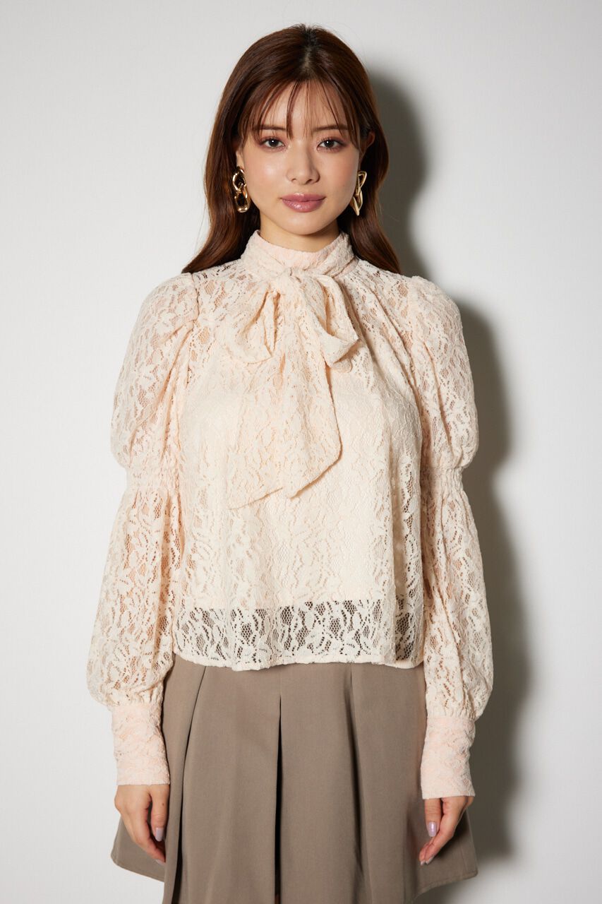 rienda「ショルダーシャーリングボウタイブラウス」|シャツ・ブラウス|