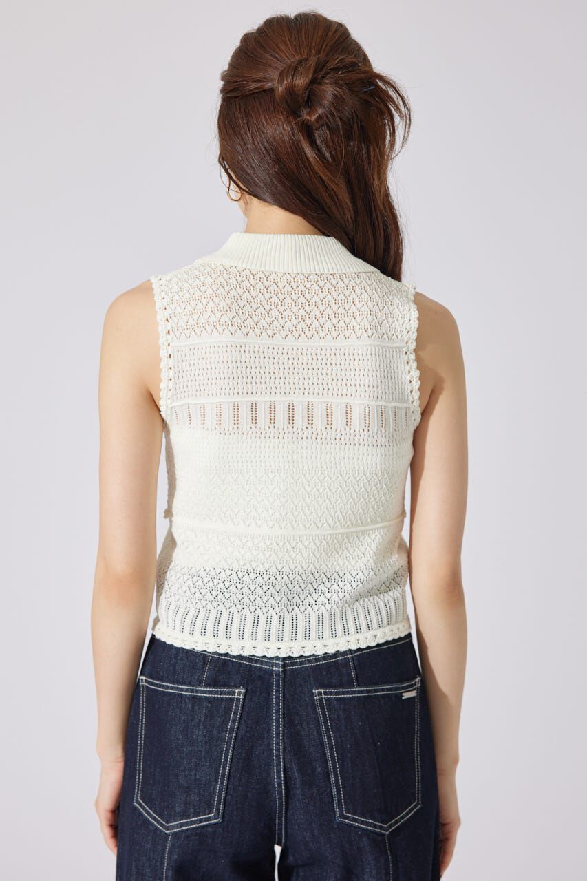 rienda「スキッパークロシェニットトップス」|シャツ・ブラウス|