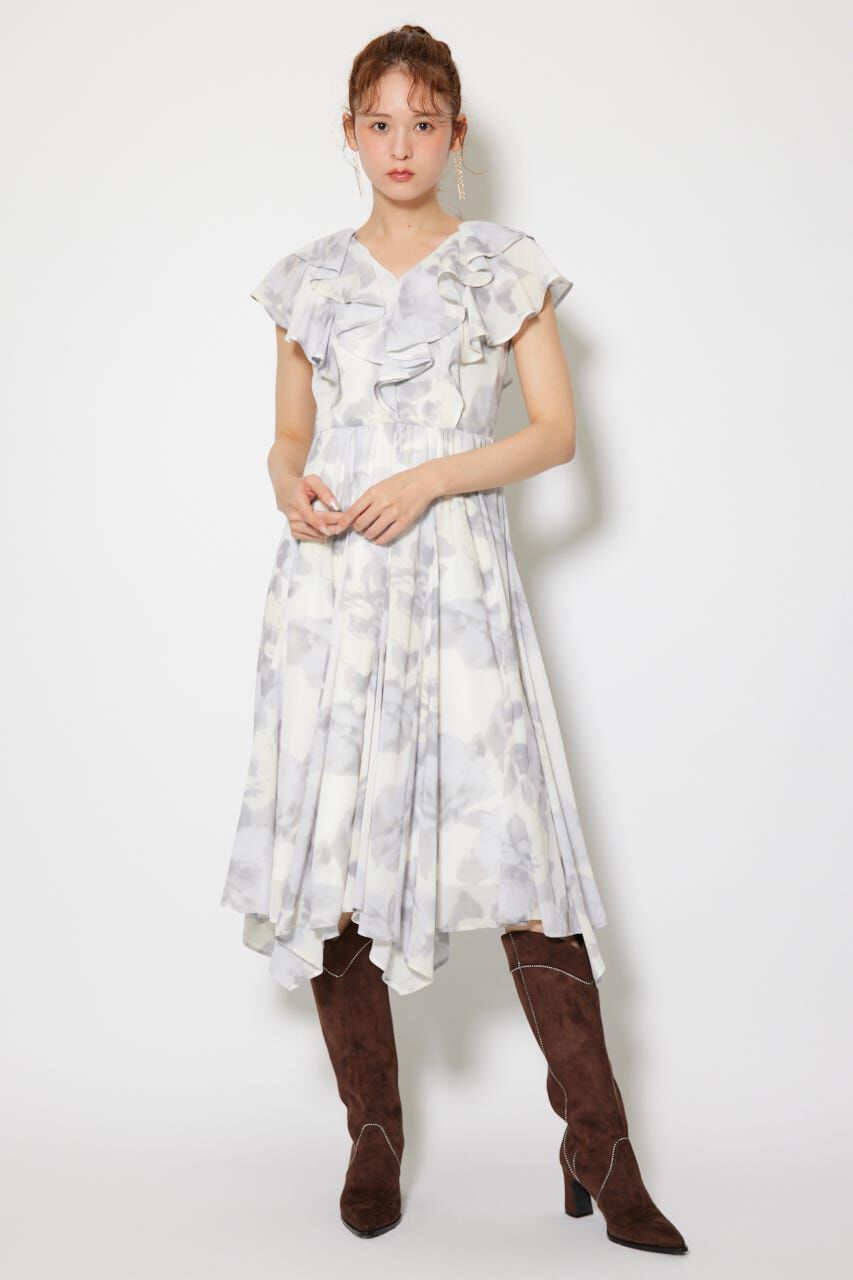 rienda「シアーパターンイレヘムワンピ」|ワンピース|柄WHT5