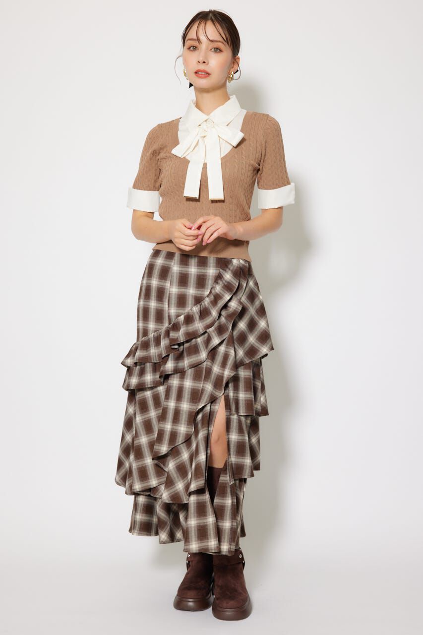 rienda「シャツドッキングハーフスリーブトップス」|ニット・セーター|