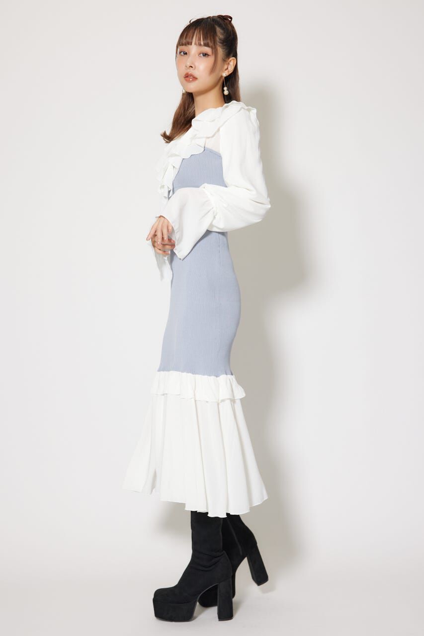 rienda「ダブルフリルコンビニットワンピース」|ワンピース|